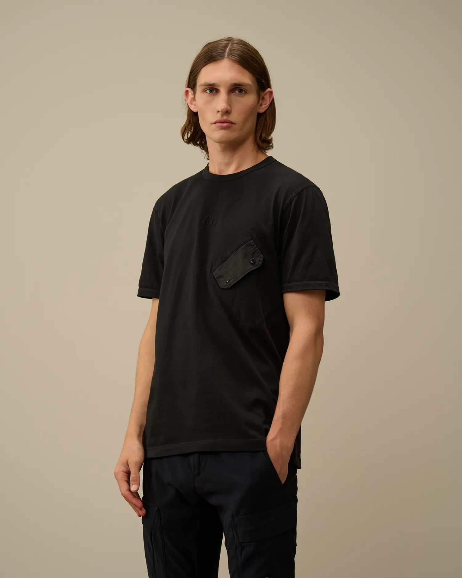 C.P. Company T-shirts & Polo>20/1 Jersey Mixed Logo T-Shirt Black