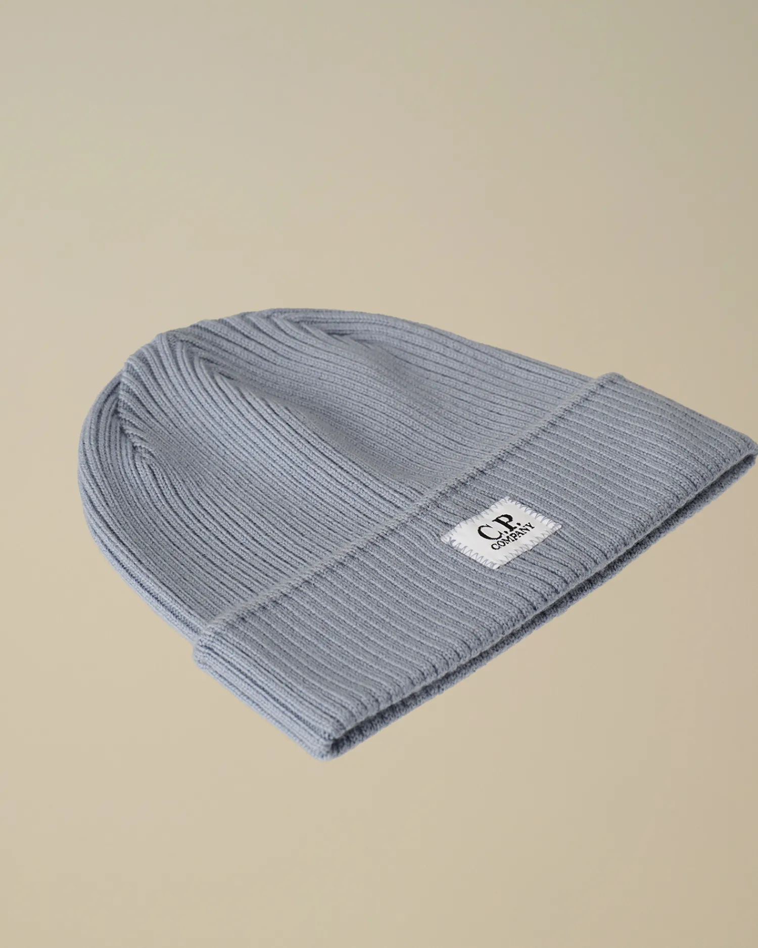 C.P. Company Abbigliamento 10-14 Anni | Abbigliamento 4-8 Anni>Kids Wool Knit Logo Beanie Flint Stone – Blue