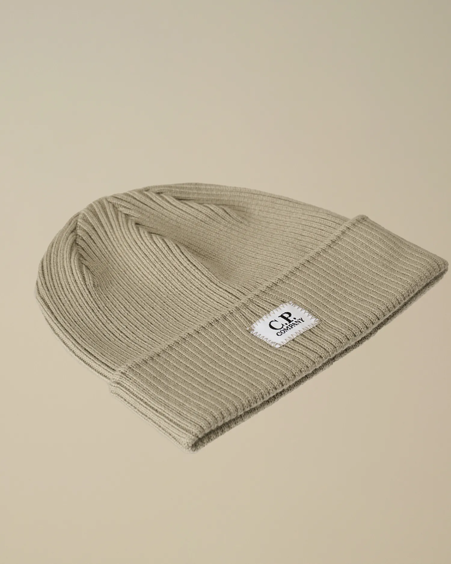 C.P. Company Abbigliamento 10-14 Anni | Abbigliamento 4-8 Anni>Kids Wool Knit Logo Beanie Vintage Khaki – Beige