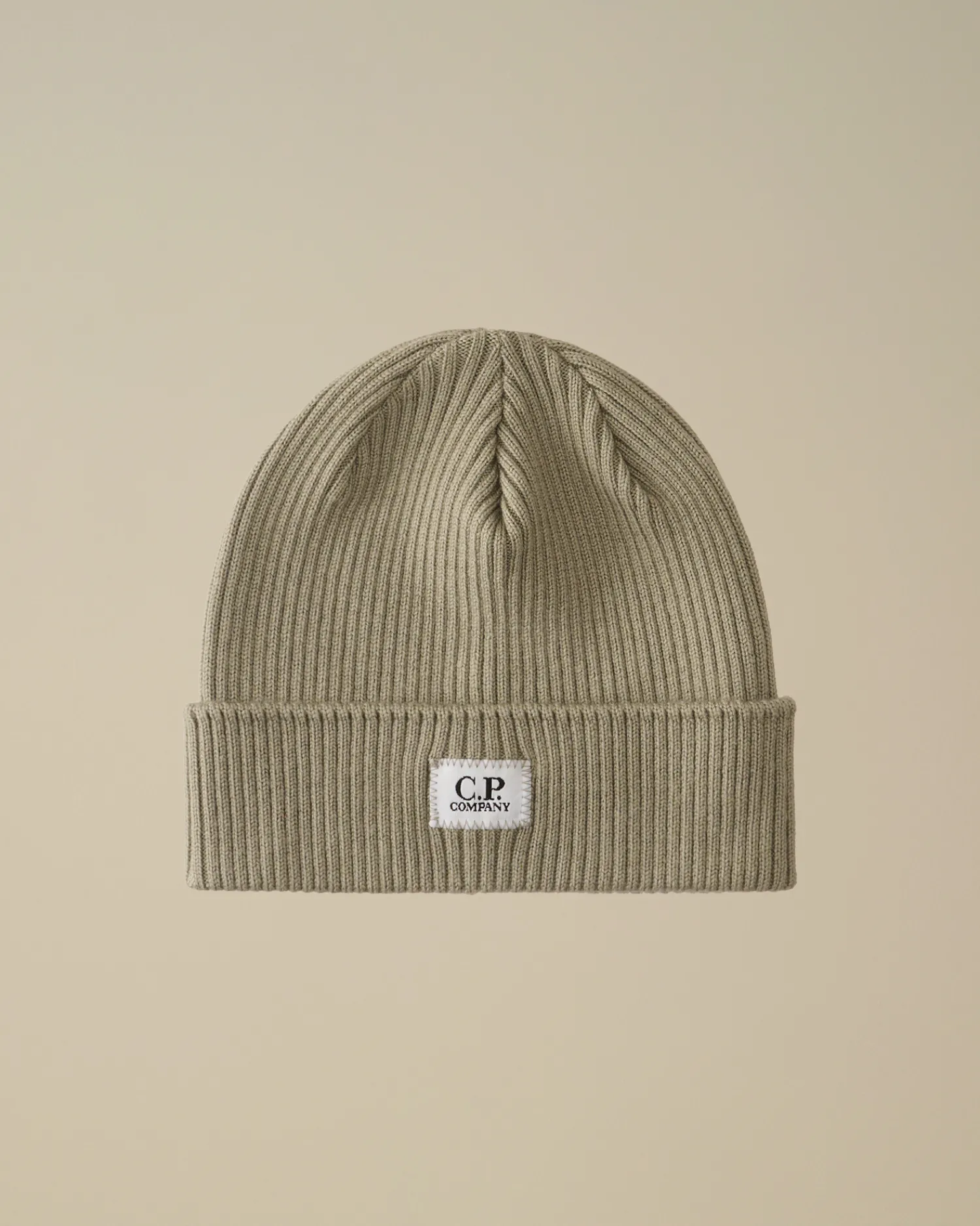 C.P. Company Abbigliamento 10-14 Anni | Abbigliamento 4-8 Anni>Kids Wool Knit Logo Beanie Vintage Khaki – Beige