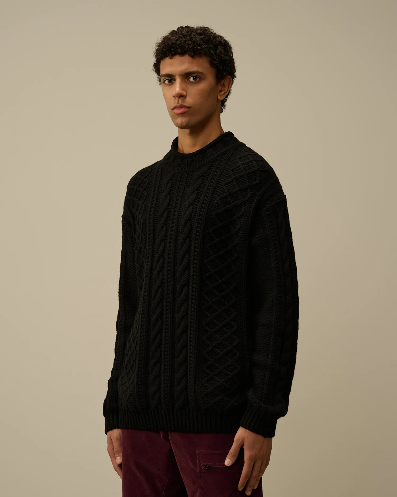 C.P. Company Maglieria>Lambswool Funnel Neck Knit Black