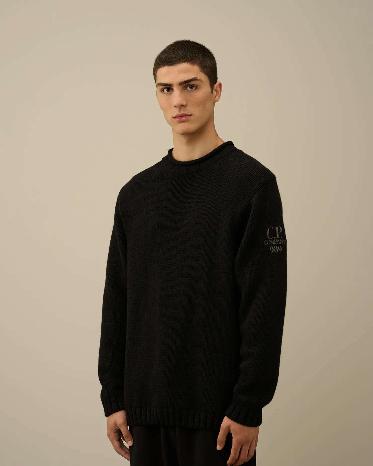 C.P. Company Maglieria>Lambswool GRS Boxy Crew Neck Knit Black