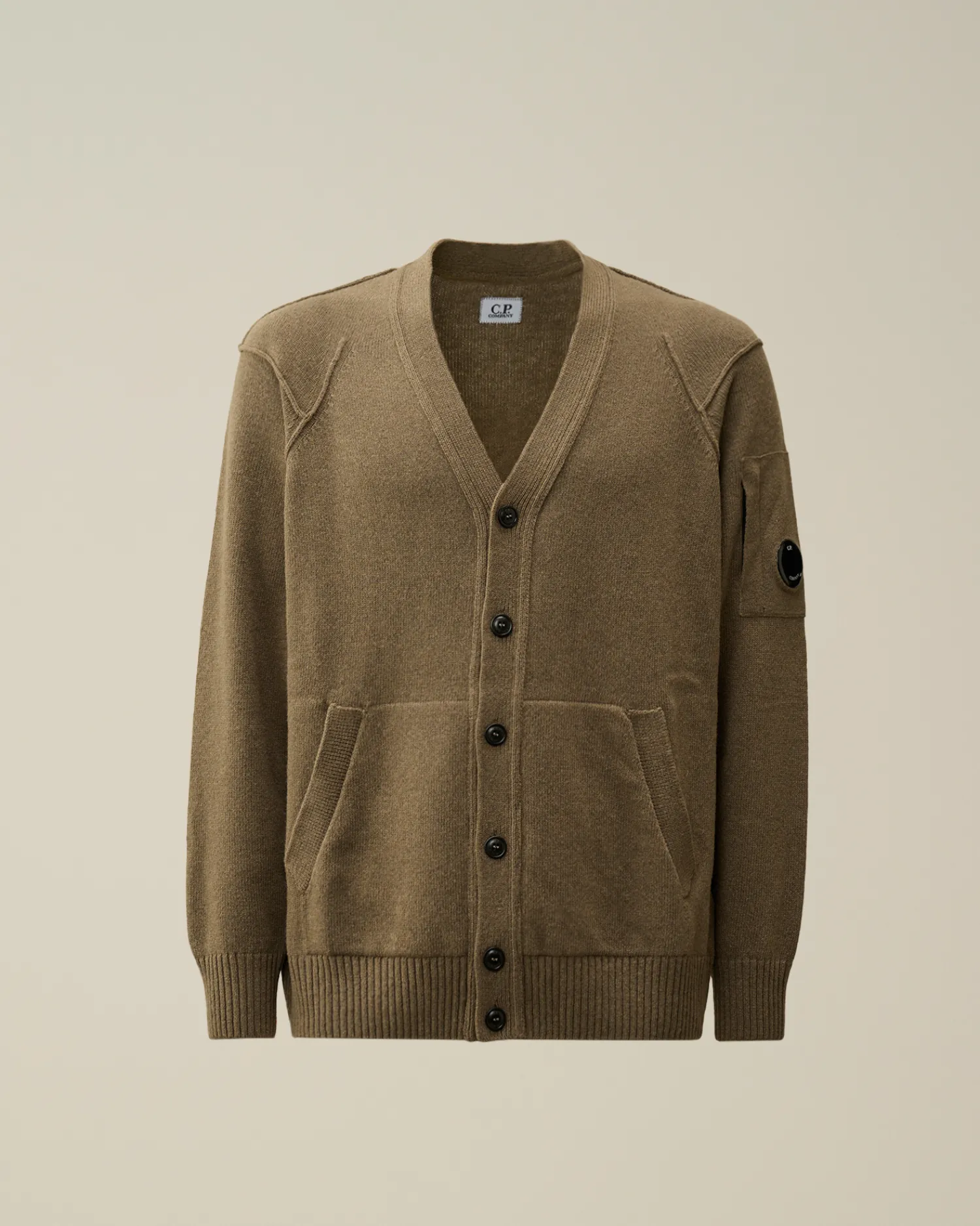 C.P. Company Maglieria>Lambswool GRS Buttoned Cardigan Walnut – Beige