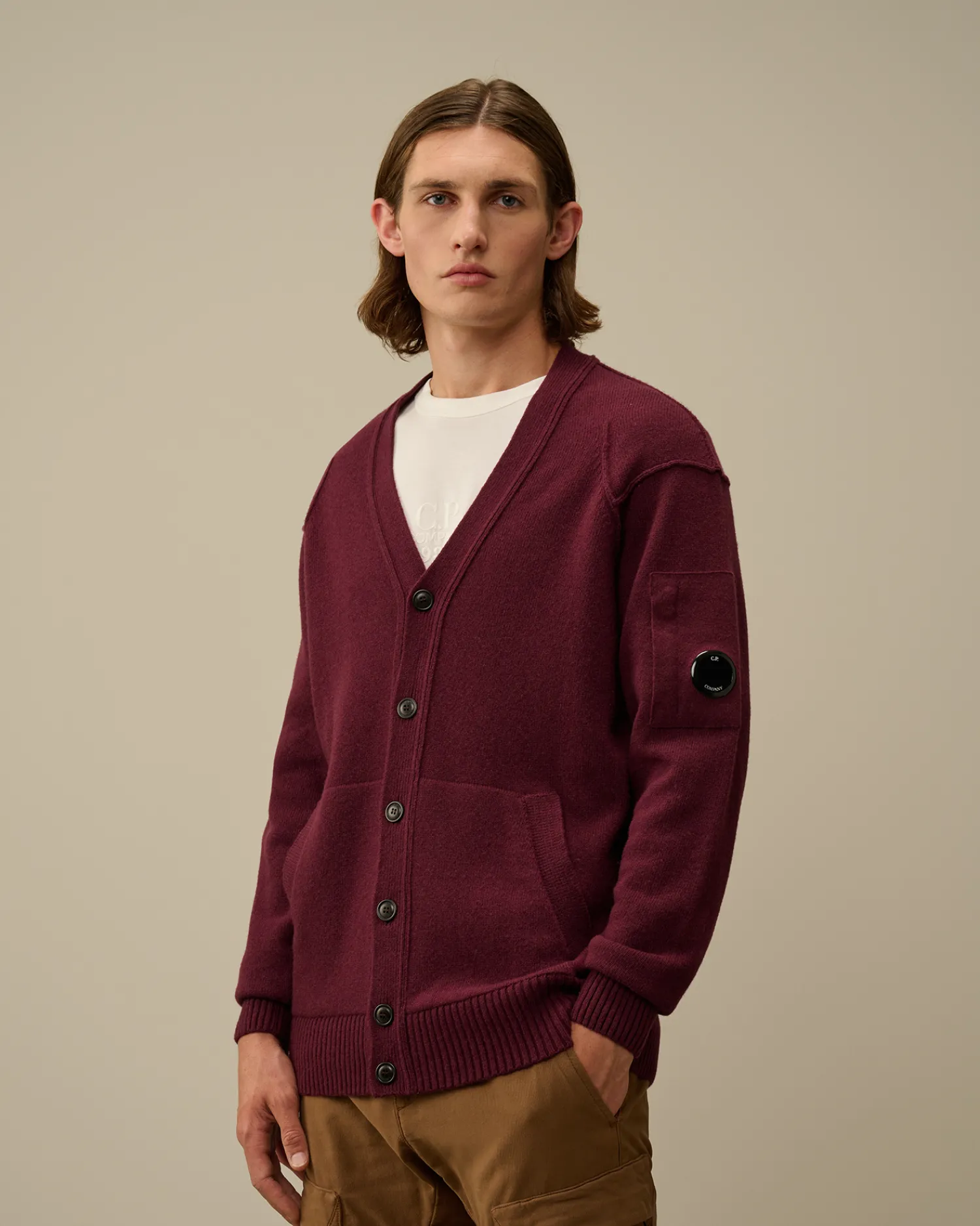 C.P. Company Maglieria>Lambswool GRS Buttoned Cardigan Potent Purple