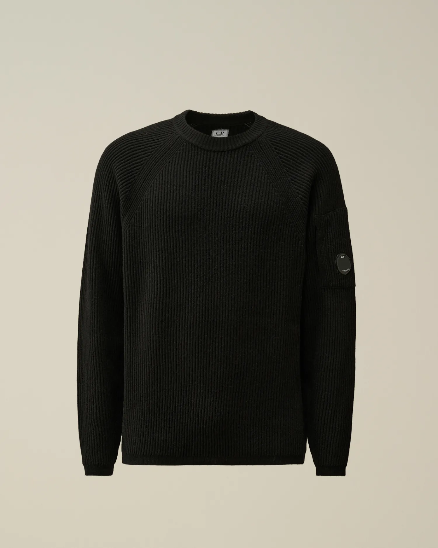 C.P. Company Maglieria>Lambswool GRS Crew Neck Full Knit Black