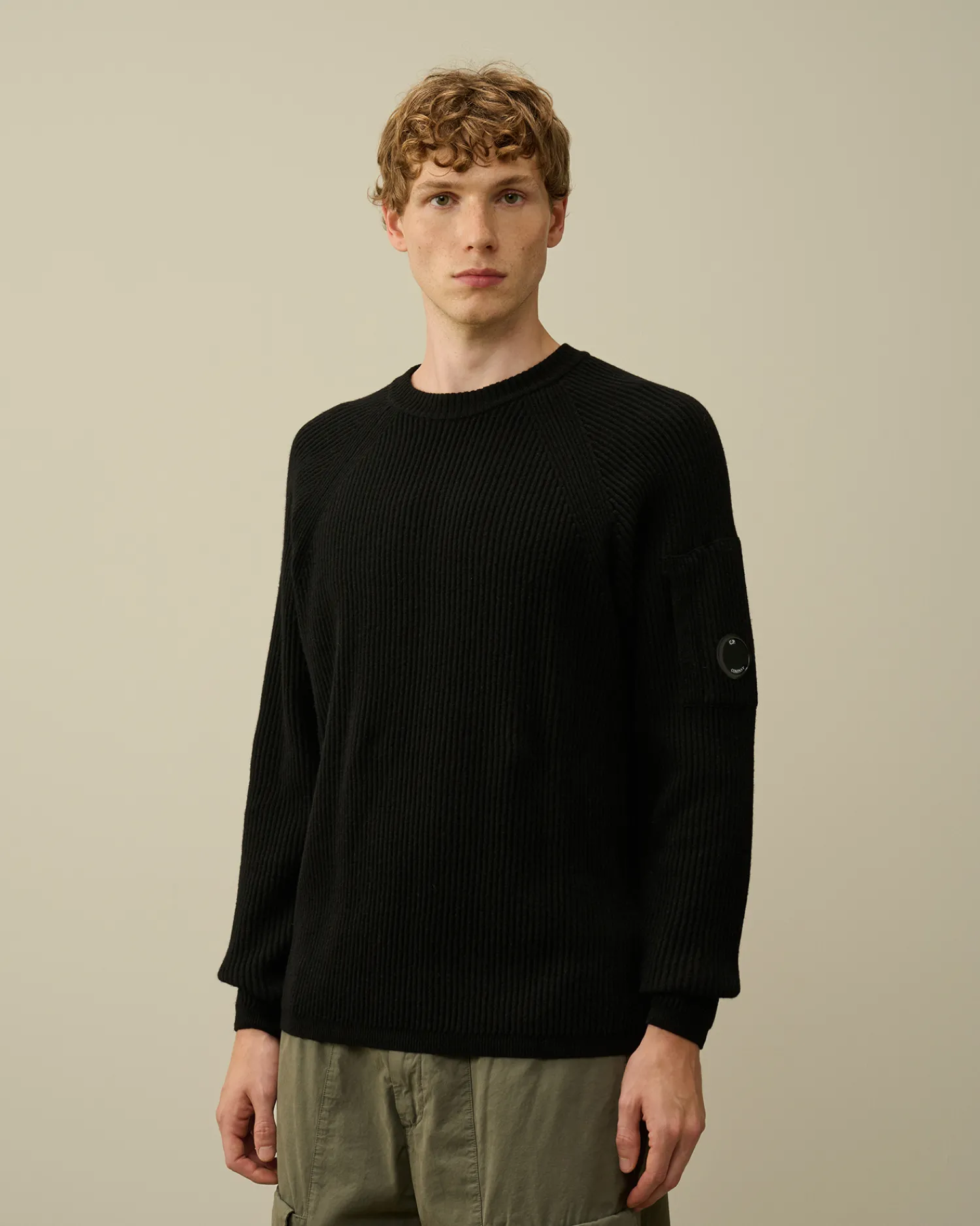 C.P. Company Maglieria>Lambswool GRS Crew Neck Full Knit Black