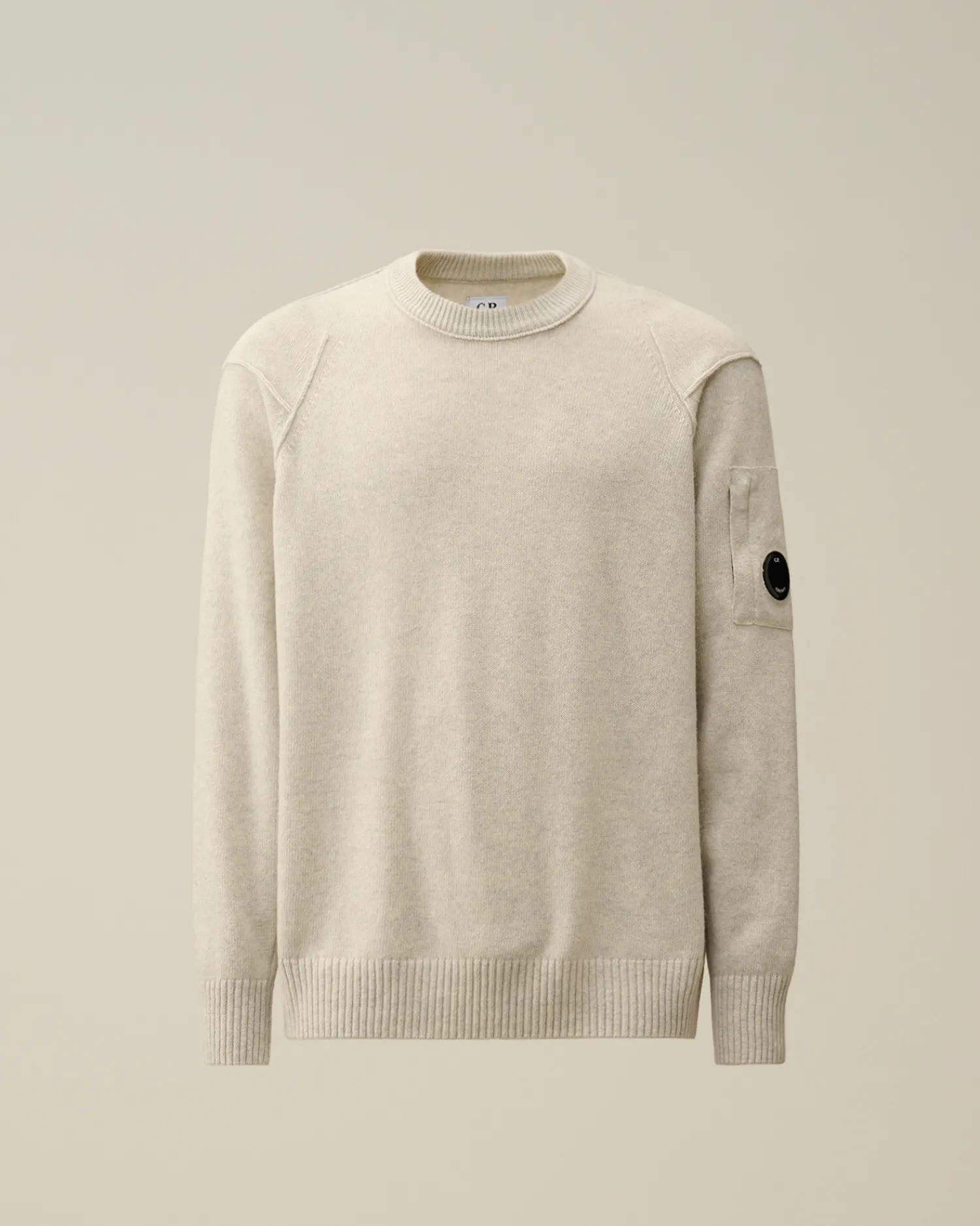 C.P. Company Maglieria>Lambswool GRS Crew Neck Knit Off White Melange