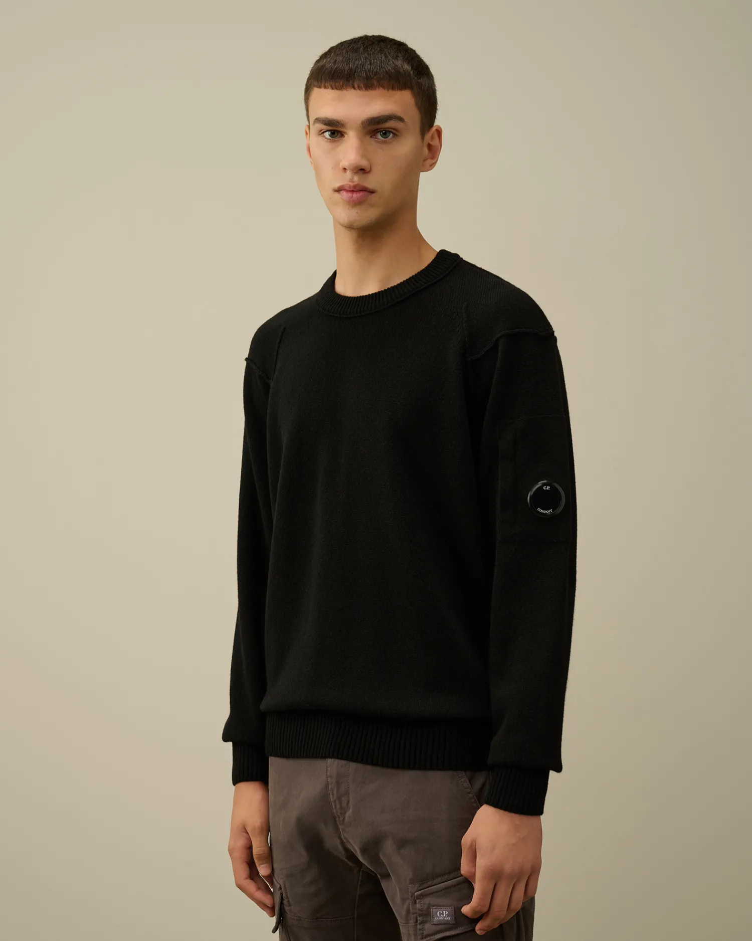 C.P. Company Maglieria>Lambswool GRS Crew Neck Knit Black