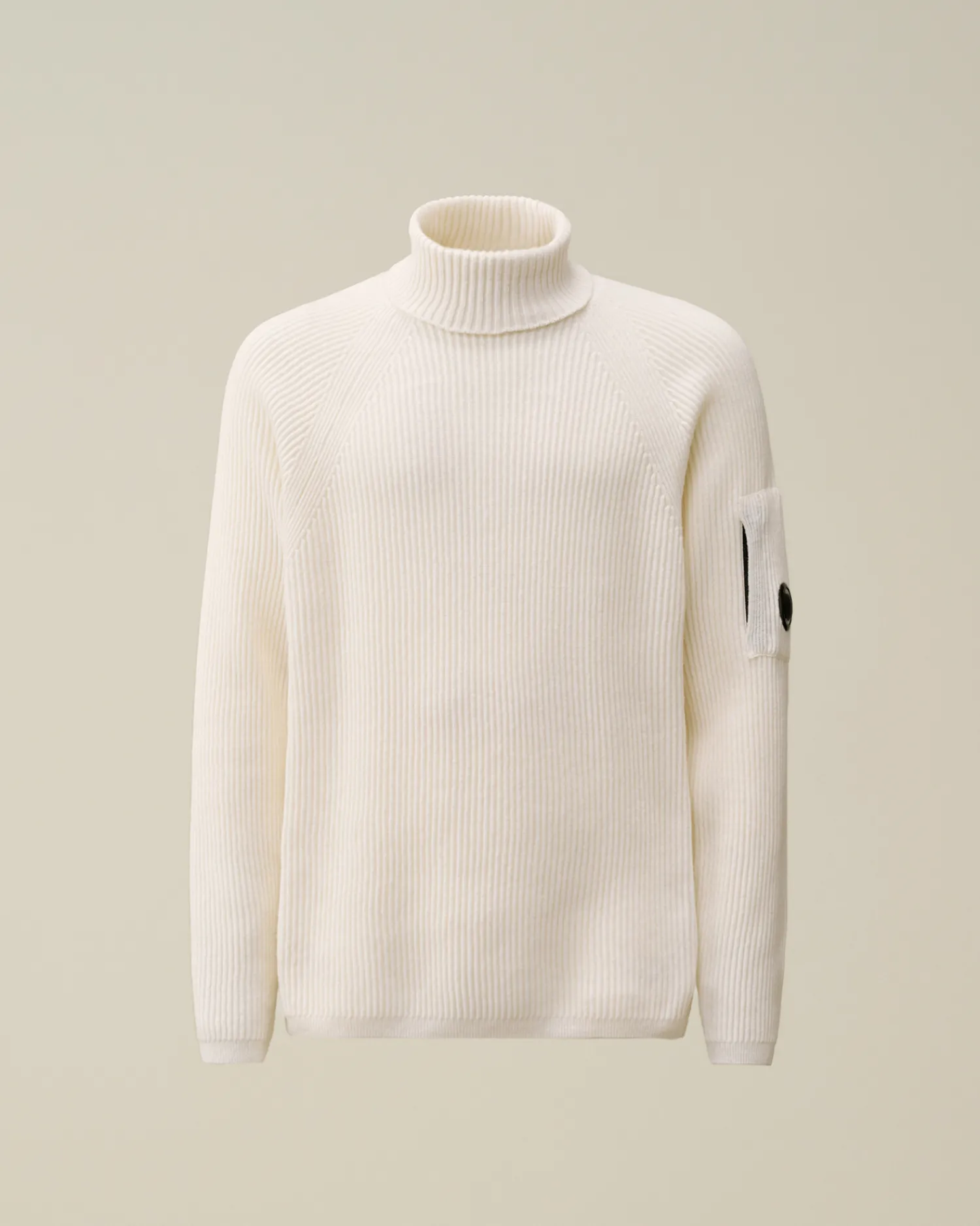 C.P. Company Maglieria>Lambswool GRS Turtleneck Full Knit Gauze White