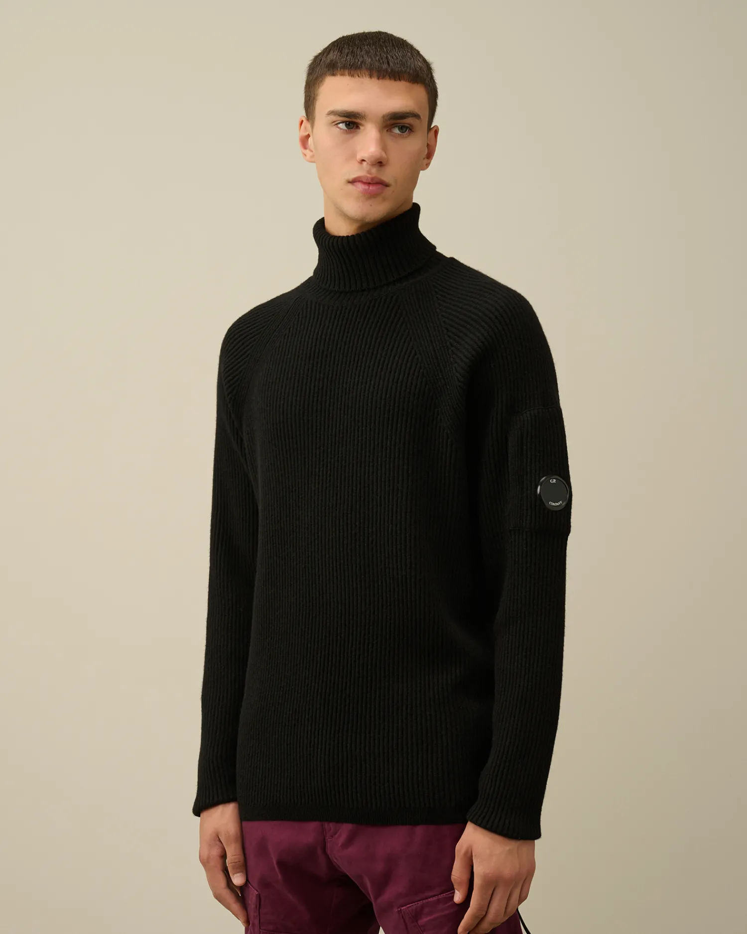 C.P. Company Maglieria>Lambswool GRS Turtleneck Full Knit Black