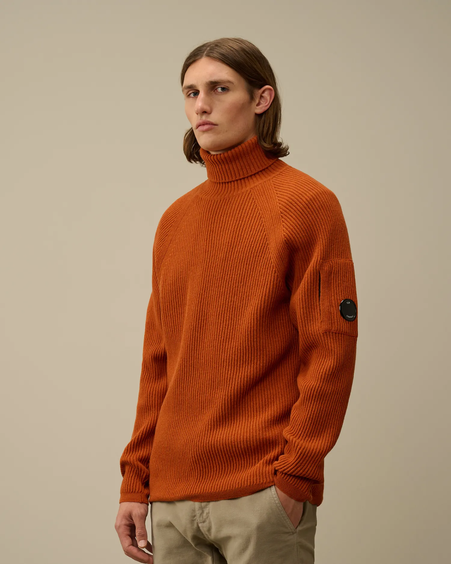 C.P. Company Maglieria>Lambswool GRS Turtleneck Full Knit Bombay Brown