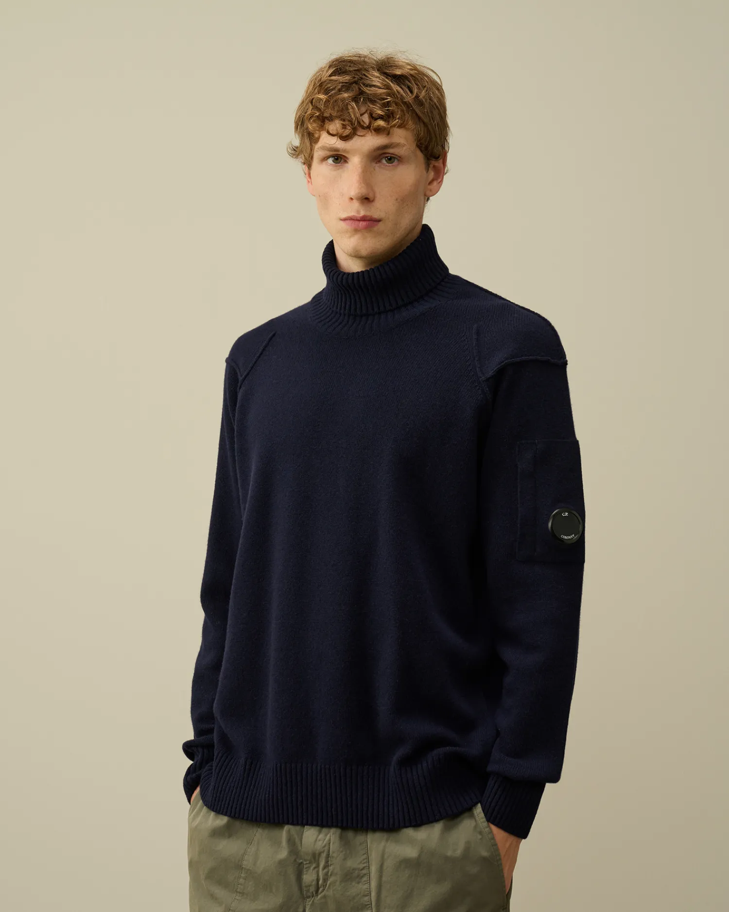 C.P. Company Maglieria>Lambswool GRS Turtleneck Knit Total Eclipse – Blue