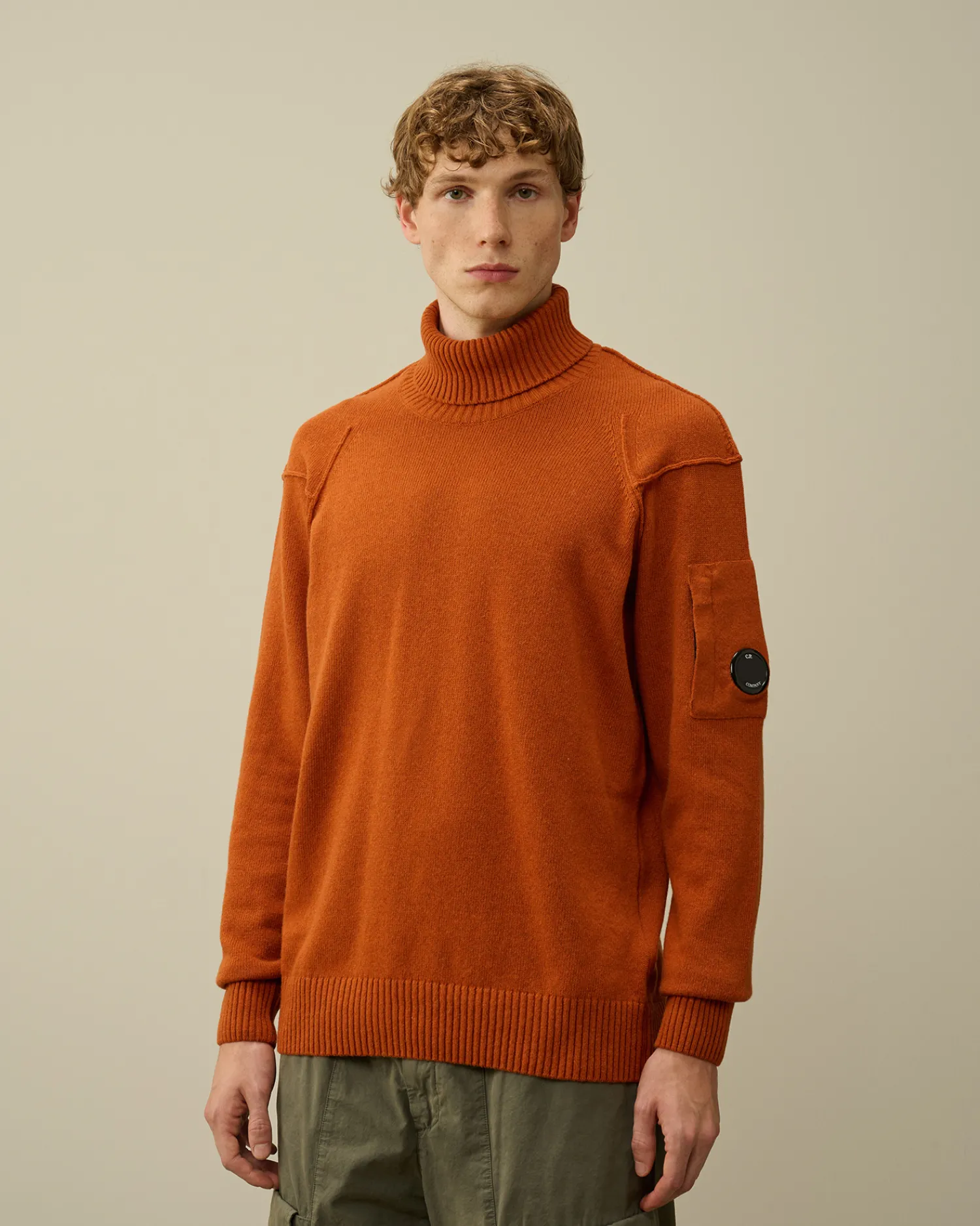 C.P. Company Maglieria>Lambswool GRS Turtleneck Knit Bombay Brown