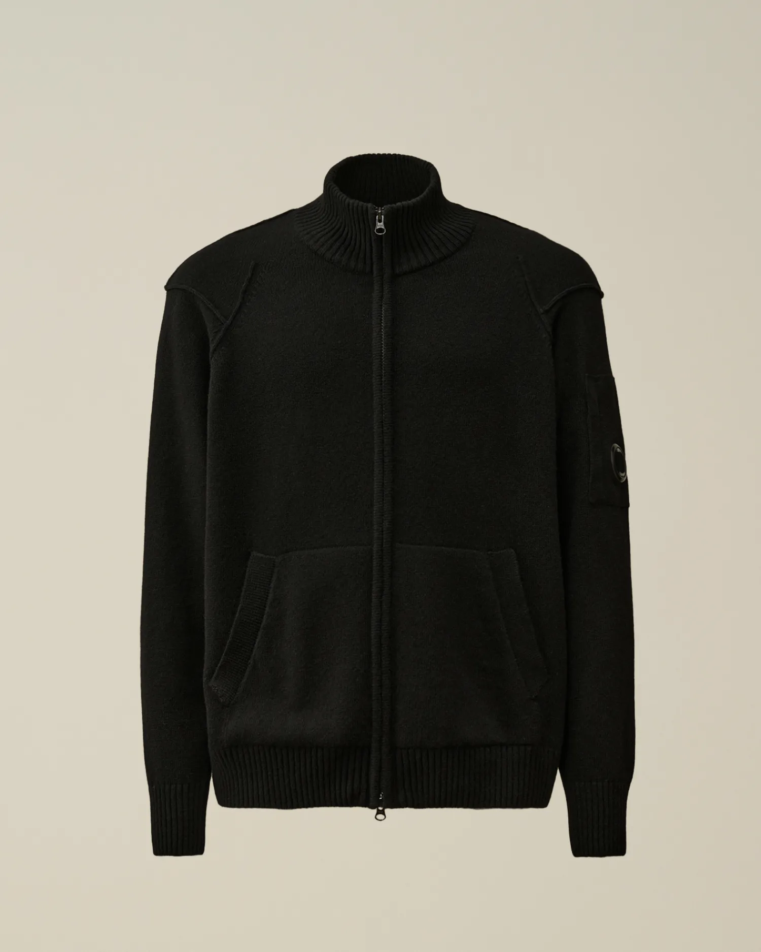 C.P. Company Maglieria>Lambswool GRS Zipped Cardigan Black