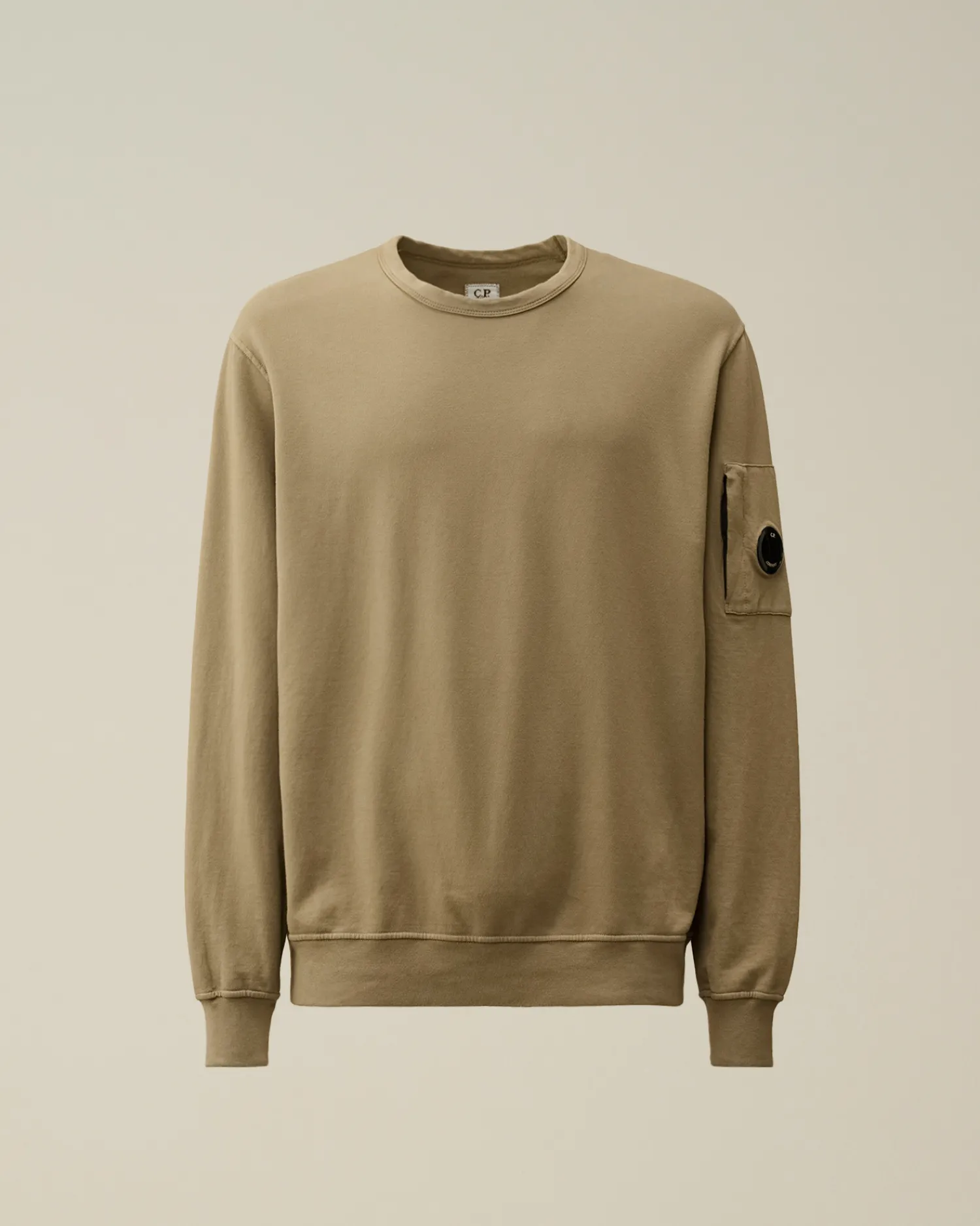 C.P. Company Felpe>Light Fleece Crew Neck Sweatshirt Walnut – Beige