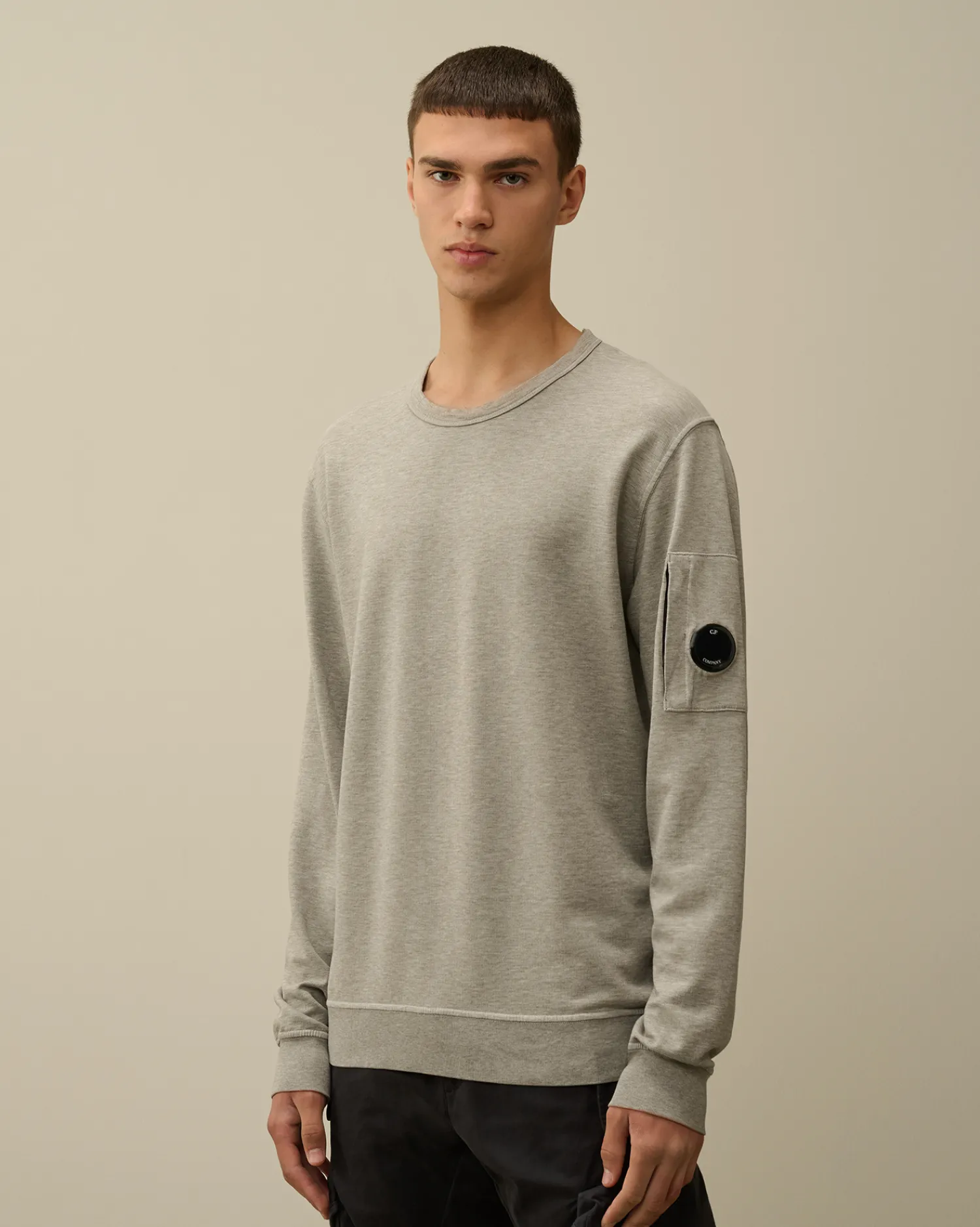 C.P. Company Felpe>Light Fleece Crew Neck Sweatshirt Greystone Melange