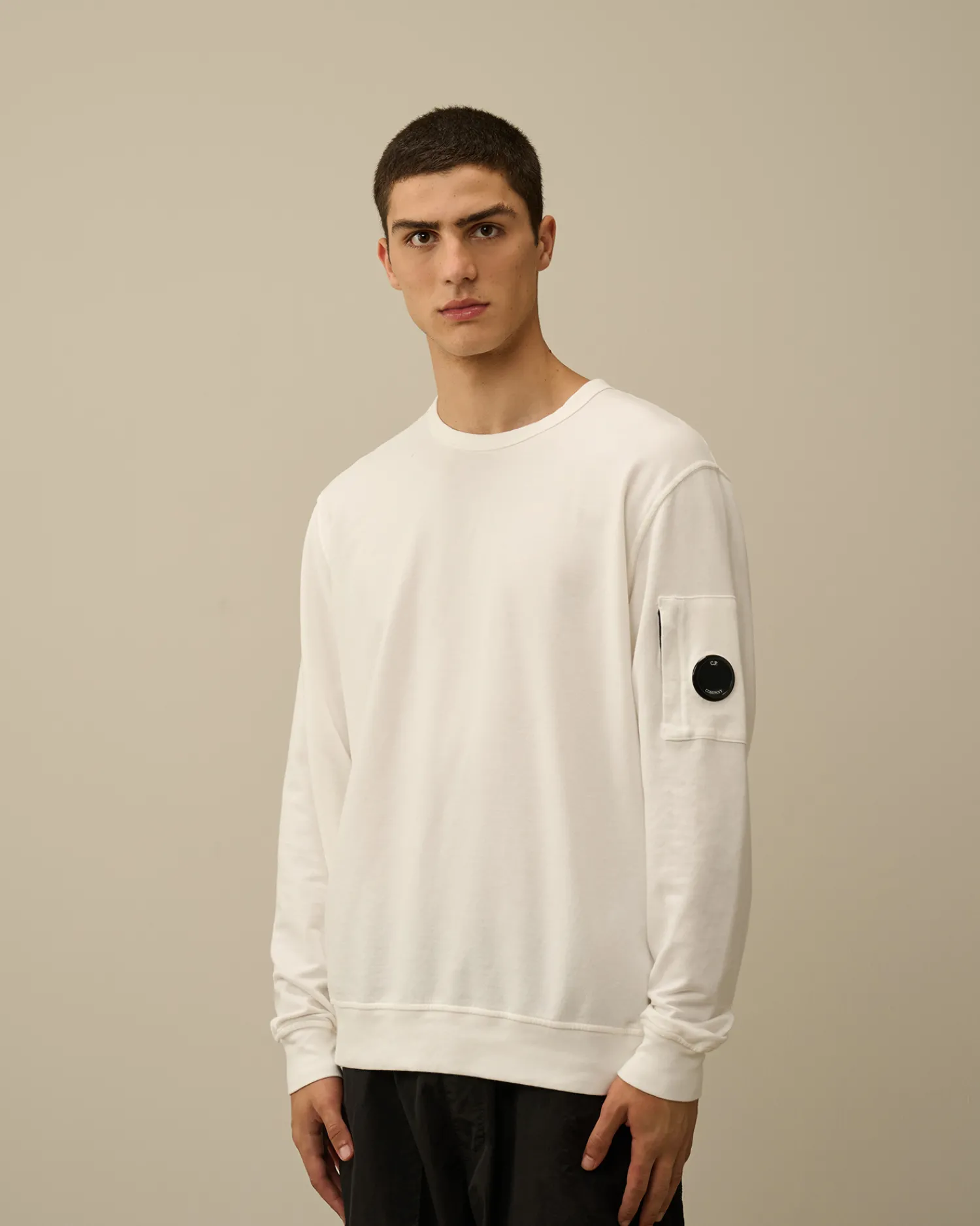 C.P. Company Felpe>Light Fleece Crew Neck Sweatshirt Gauze White