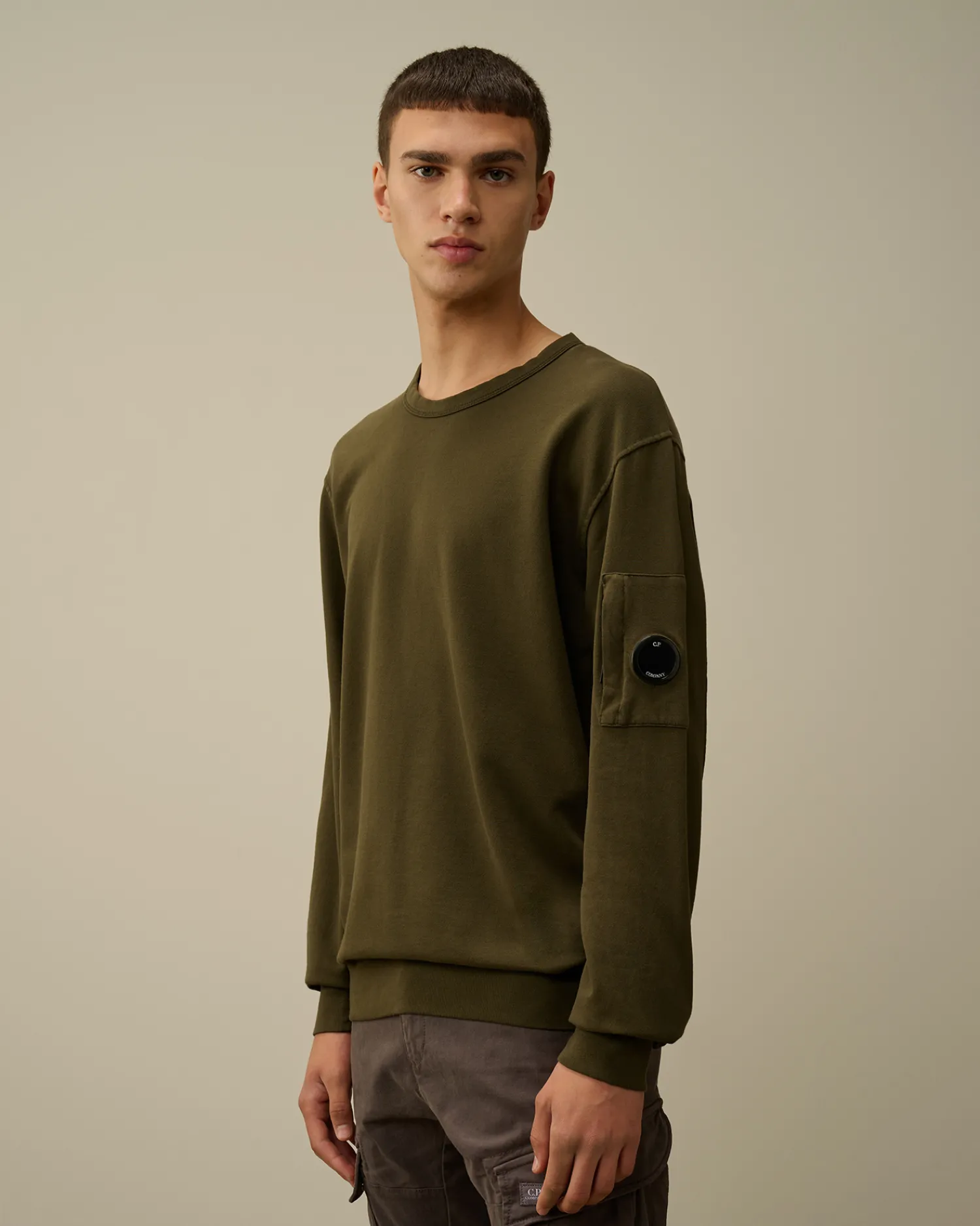 C.P. Company Felpe>Light Fleece Crew Neck Sweatshirt Ivy Green