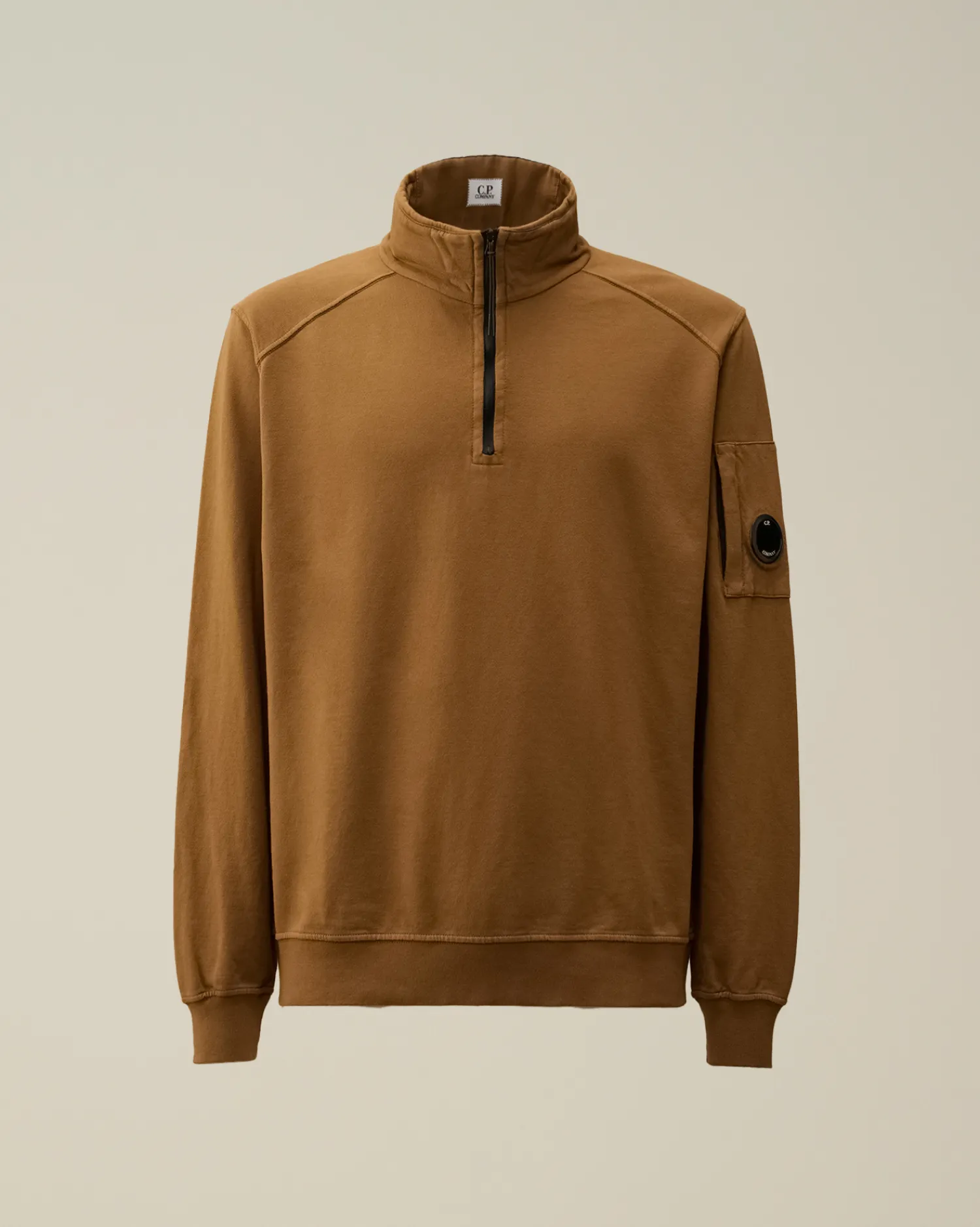 C.P. Company Felpe>Light Fleece Half Zipped Sweatshirt Toffee – Beige