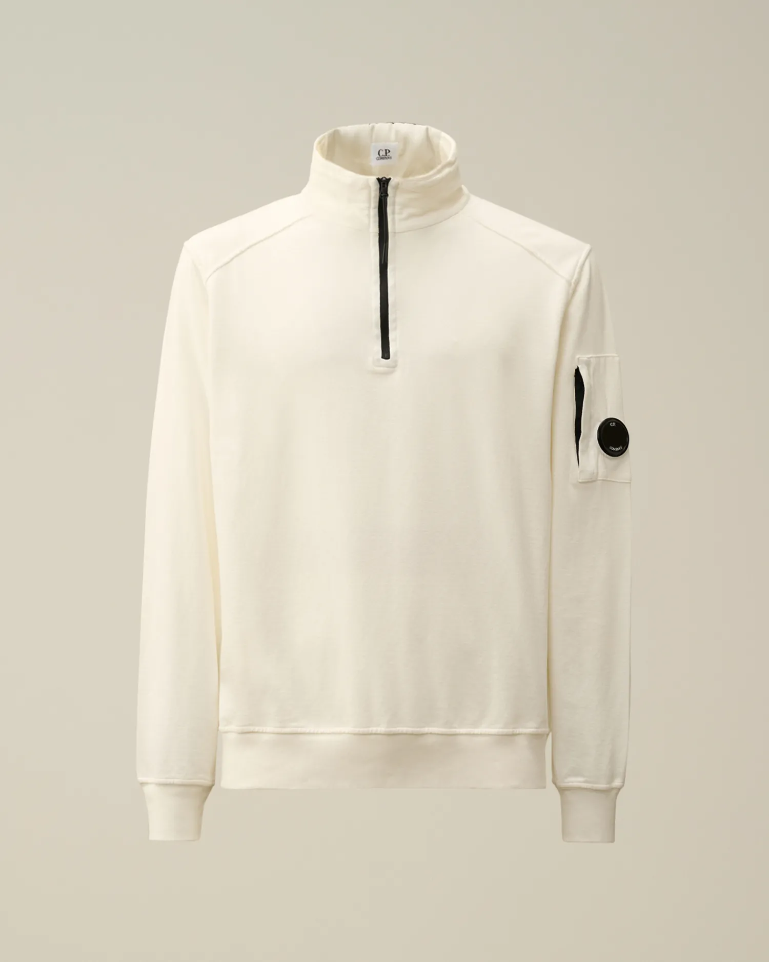 C.P. Company Felpe>Light Fleece Half Zipped Sweatshirt Gauze White