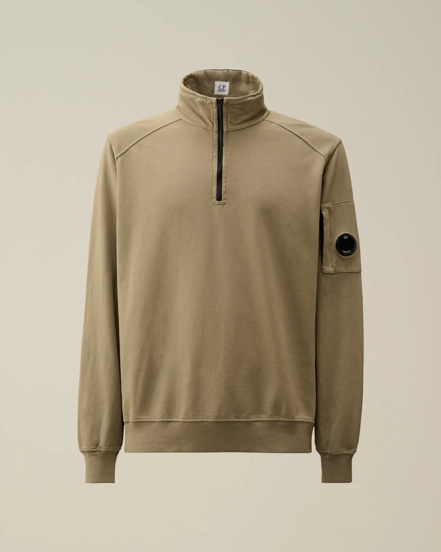 C.P. Company Felpe>Light Fleece Half Zipped Sweatshirt Walnut – Beige