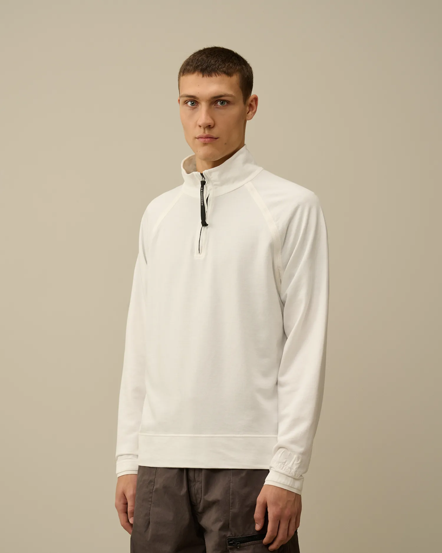 C.P. Company Felpe>Light Fleece Half Zipped Sweatshirt Gauze White