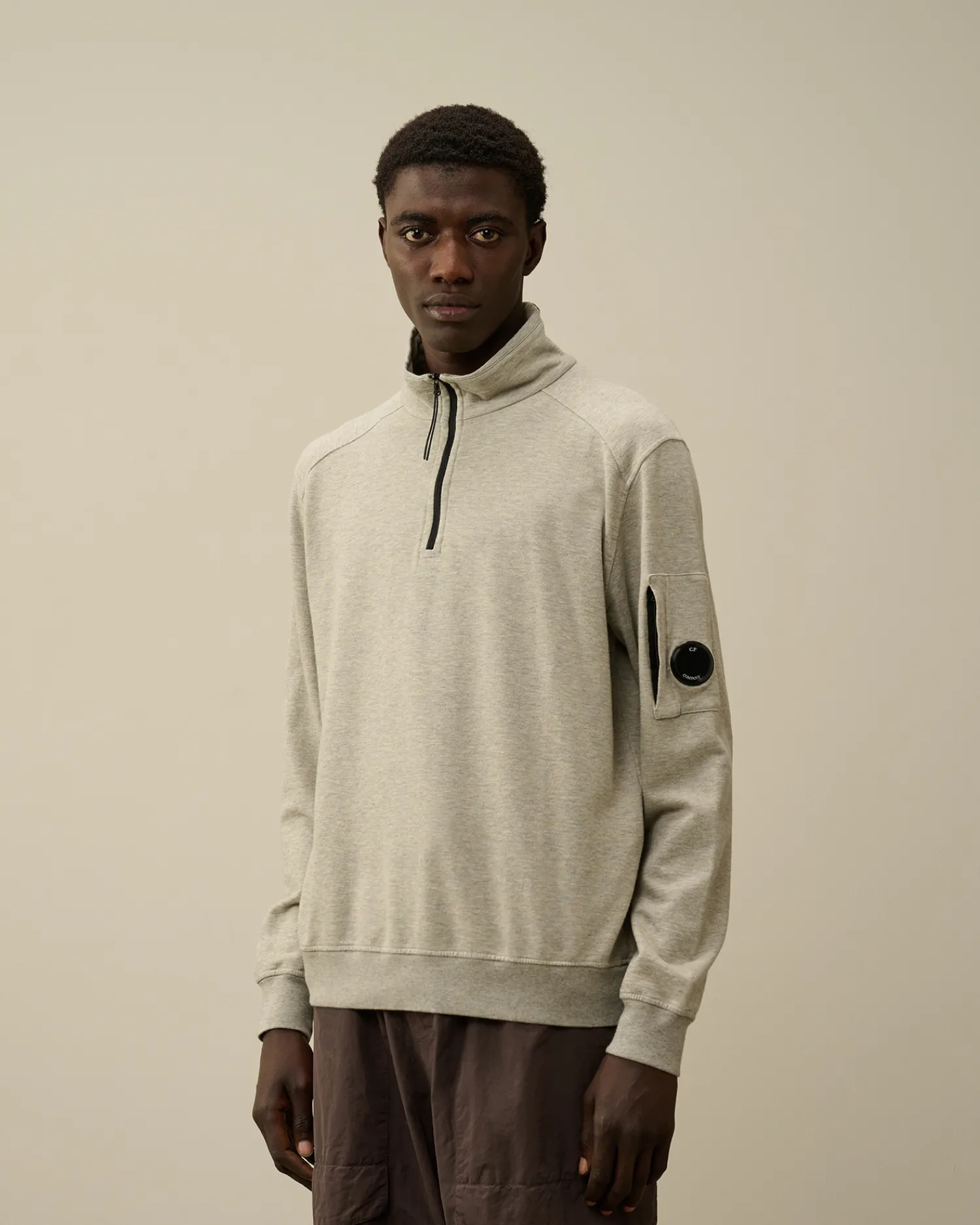 C.P. Company Felpe>Light Fleece Half Zipped Sweatshirt Greystone Melange