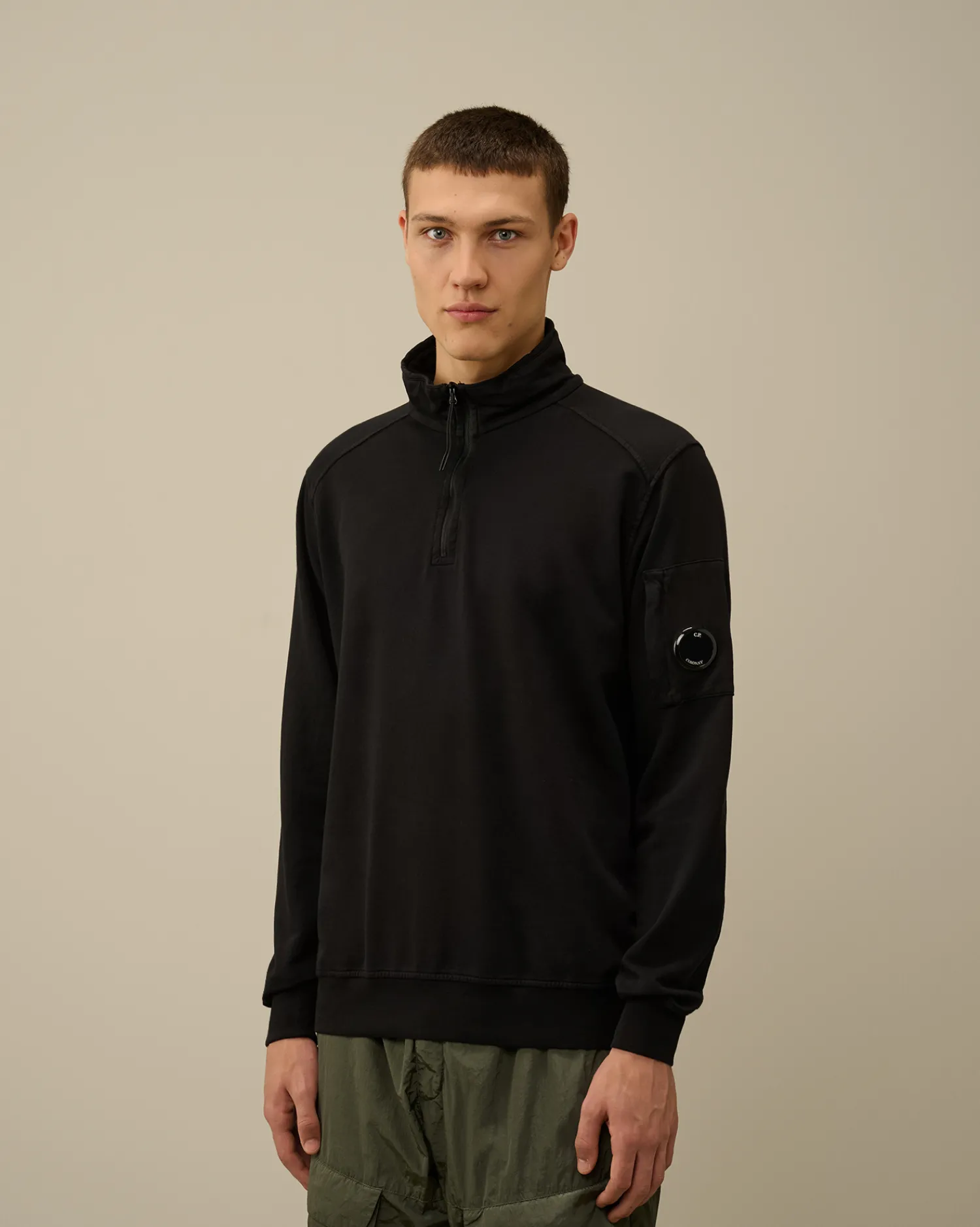 C.P. Company Felpe>Light Fleece Half Zipped Sweatshirt Black