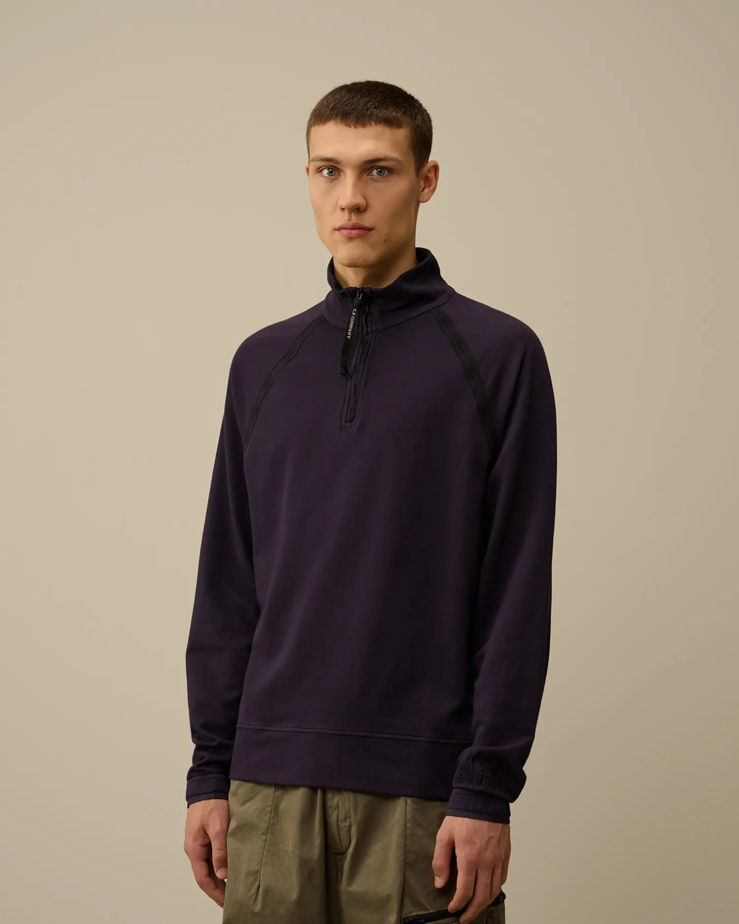 C.P. Company Felpe>Light Fleece Half Zipped Sweatshirt Nightshade – Purple