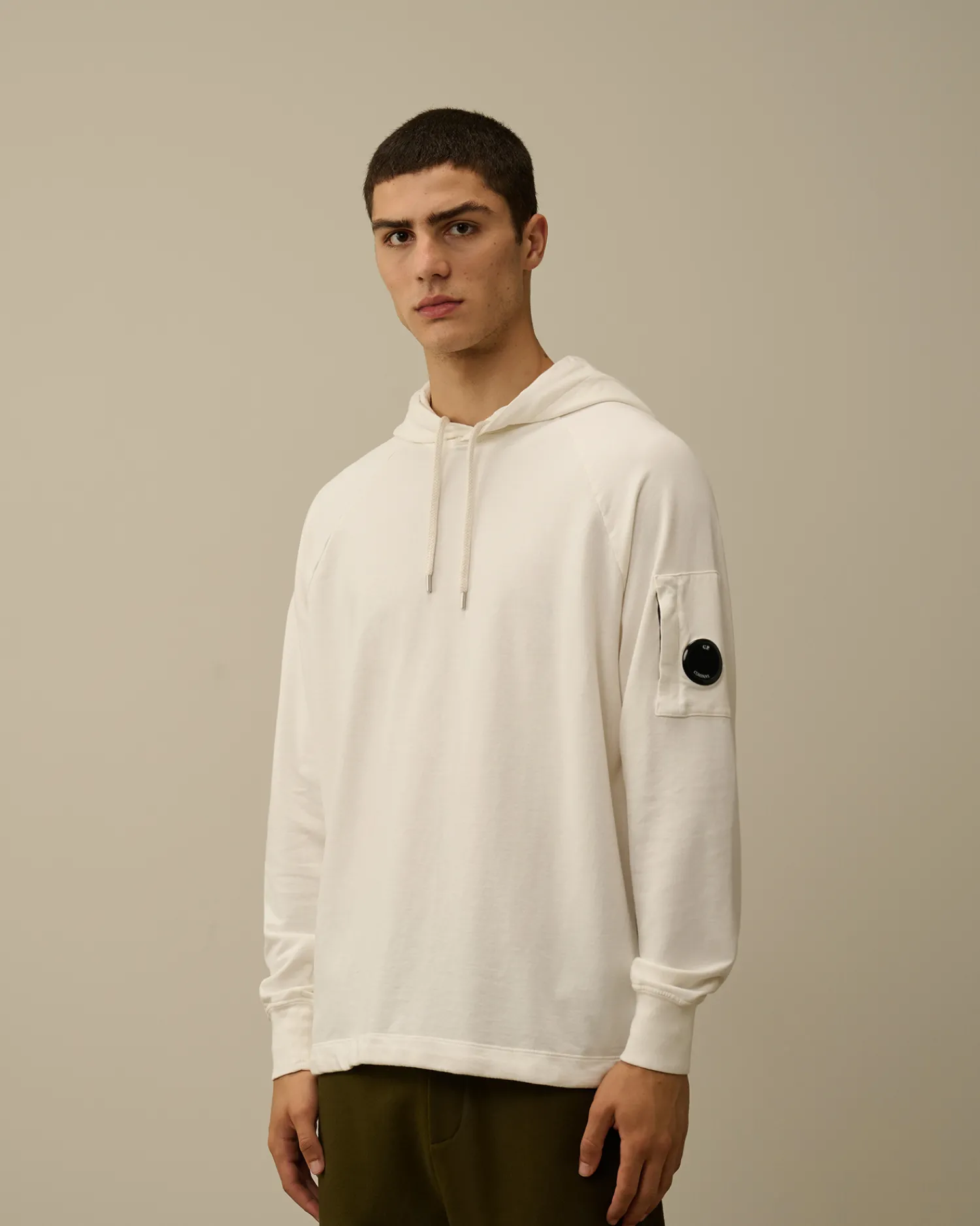 C.P. Company Felpe>Light Fleece Hooded Sweatshirt Gauze White