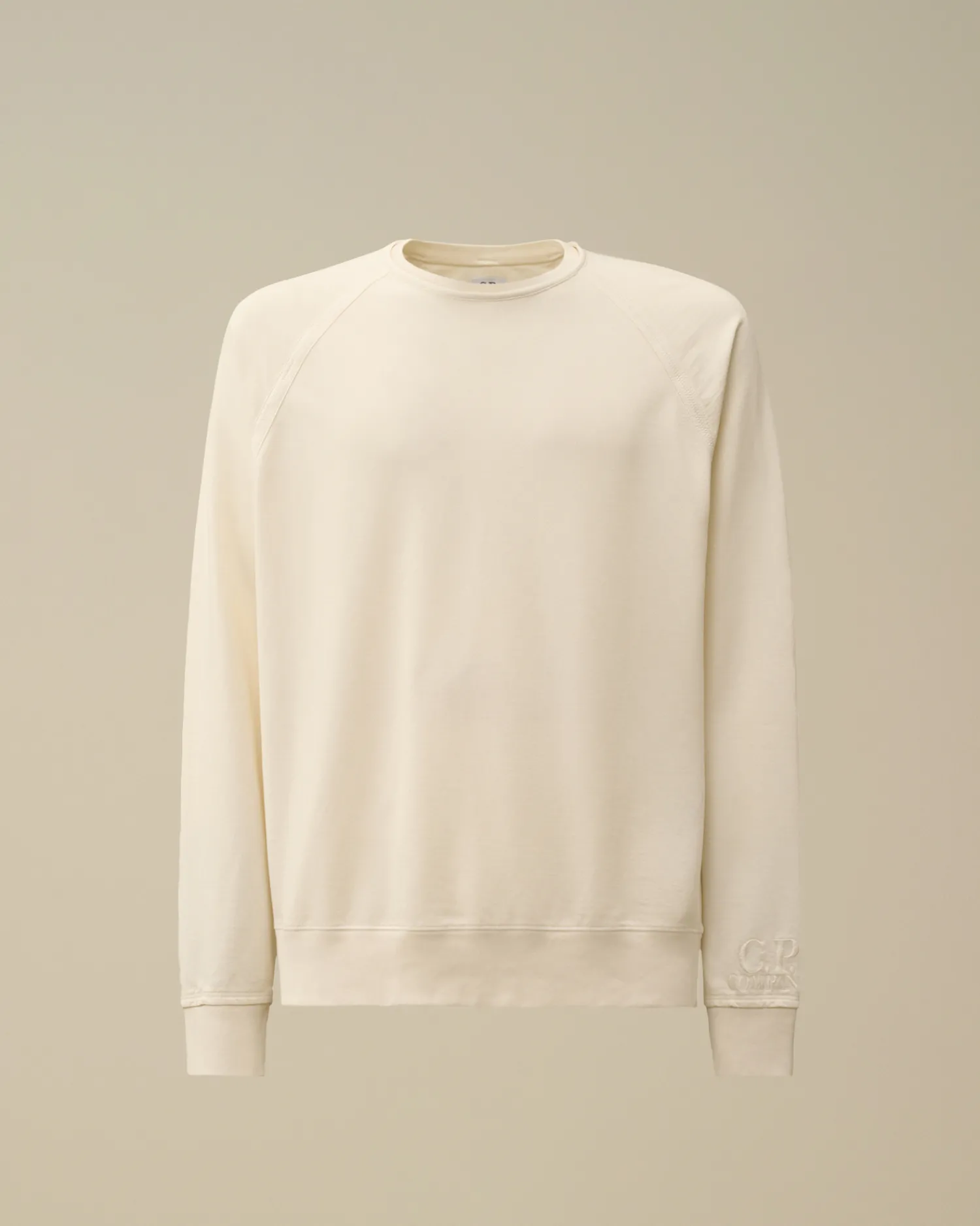 C.P. Company Felpe>Light Fleece Logo Crew Neck Sweatshirt Gauze White