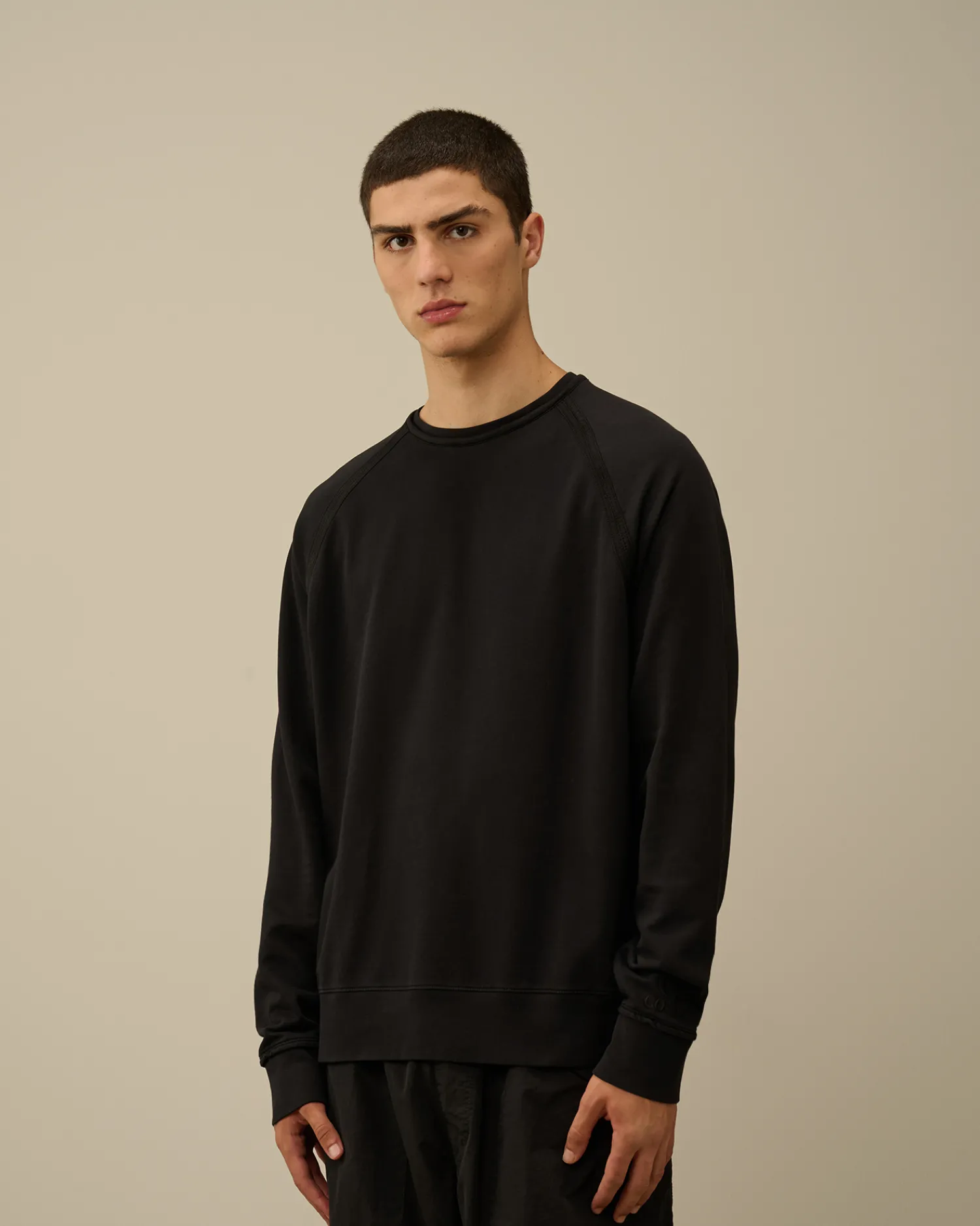 C.P. Company Felpe>Light Fleece Logo Crew Neck Sweatshirt Black