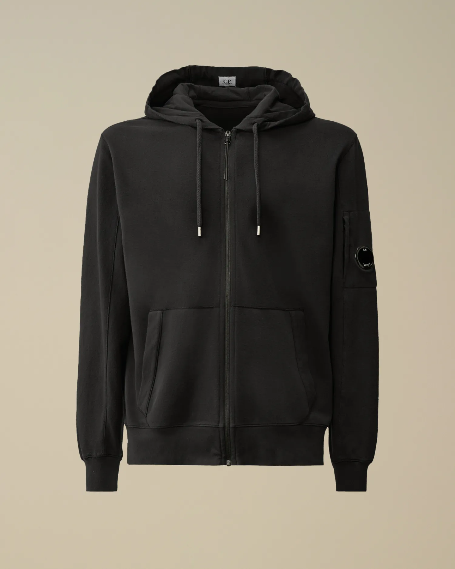 C.P. Company Felpe>Light Fleece Zipped Hooded Sweatshirt Black