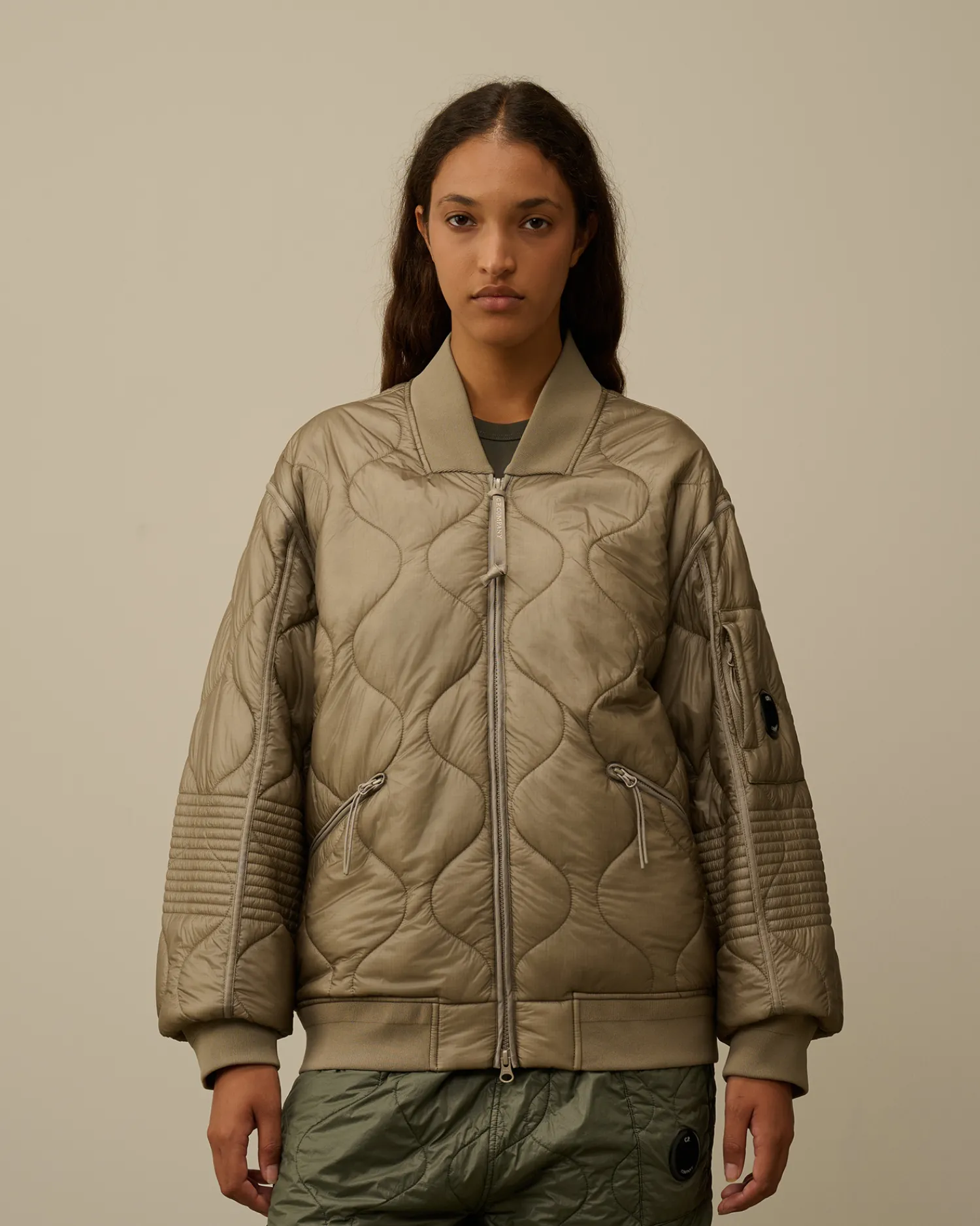 C.P. Company Giacche>Liner Padded Bomber Jacket Vintage Khaki – Beige