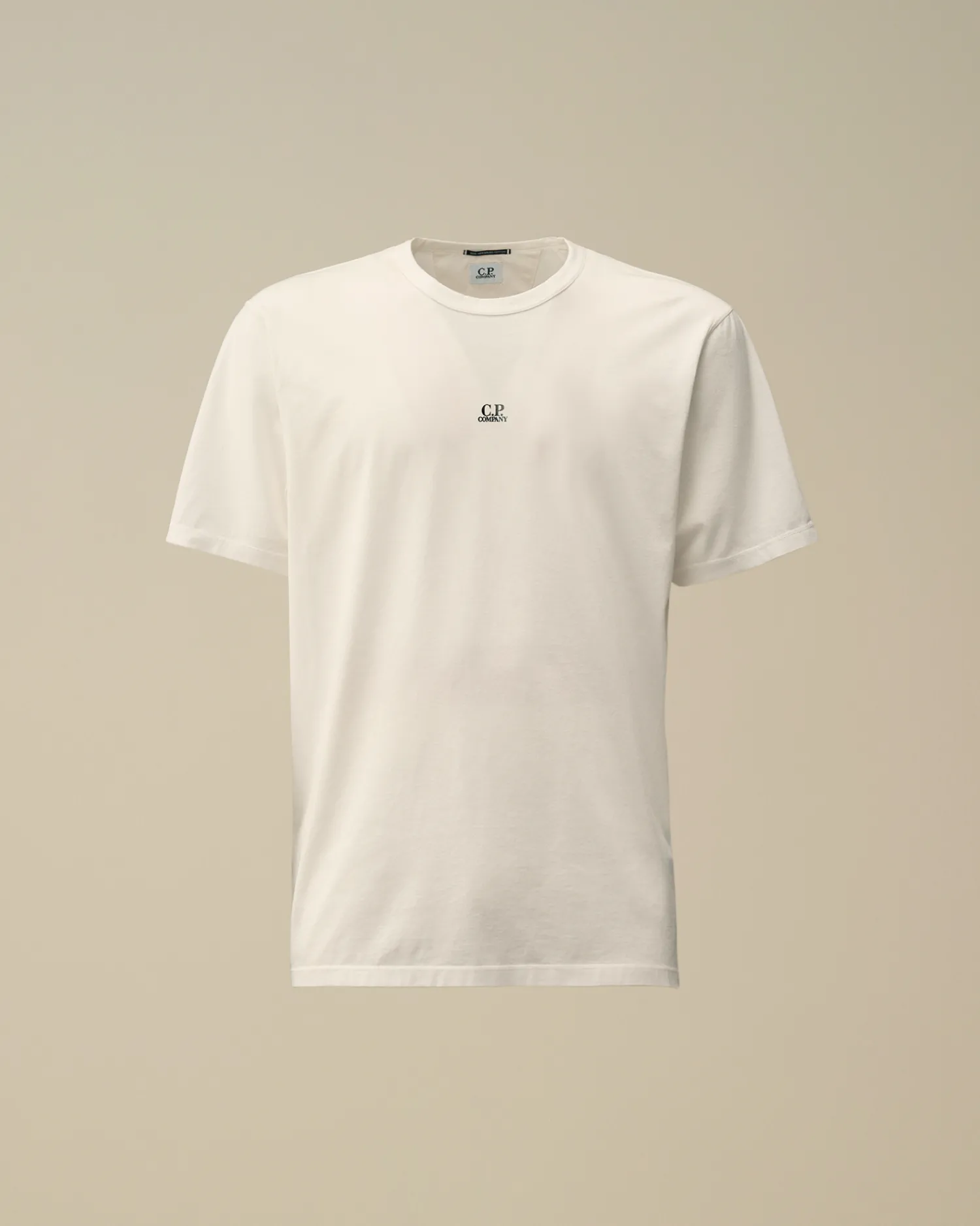 C.P. Company T-shirts & Polo>Mercerized 70/2 Jersey Gasato Printed Logo T-Shirt Gauze White