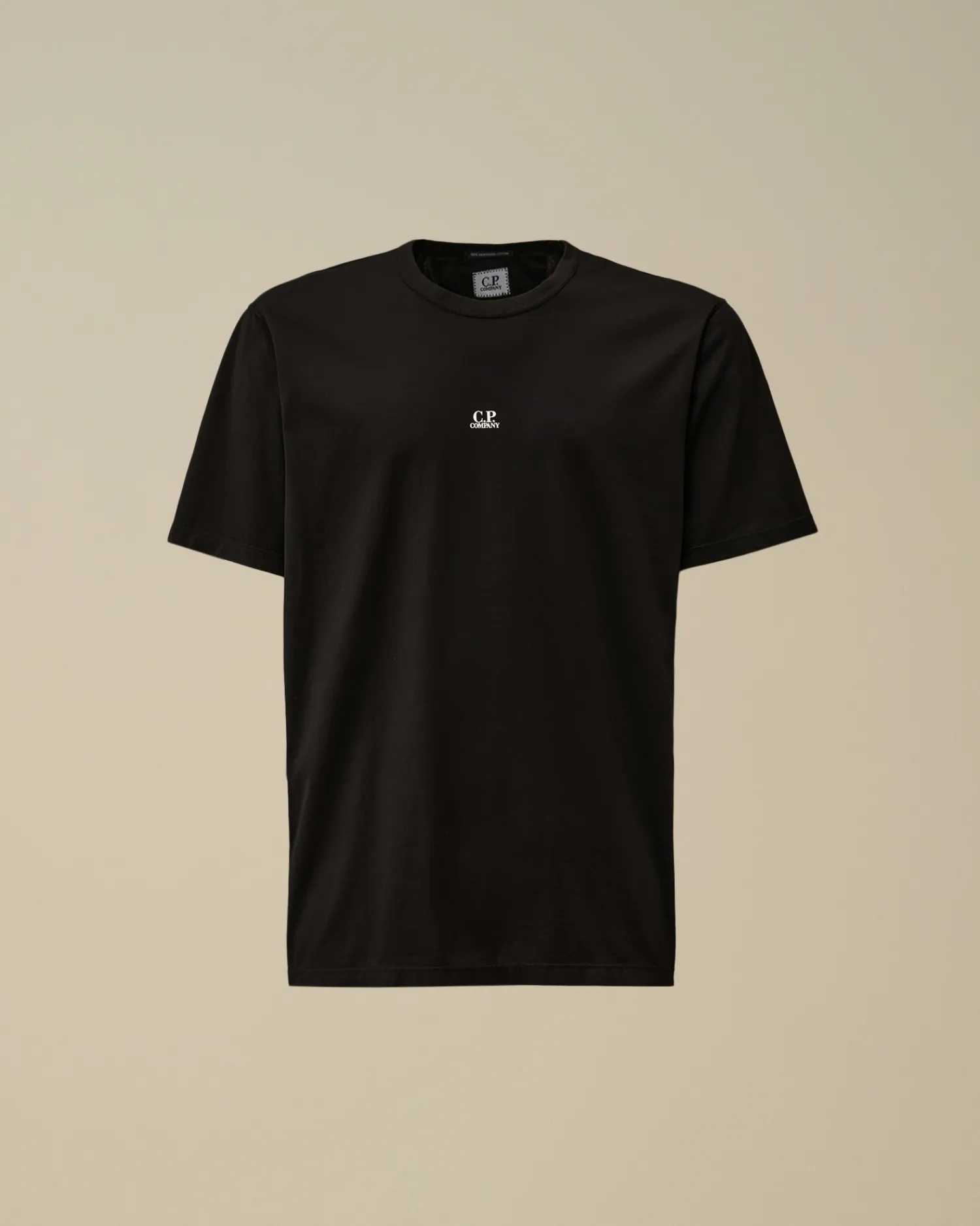 C.P. Company T-shirts & Polo>Mercerized 70/2 Jersey Gasato Printed Logo T-Shirt Black