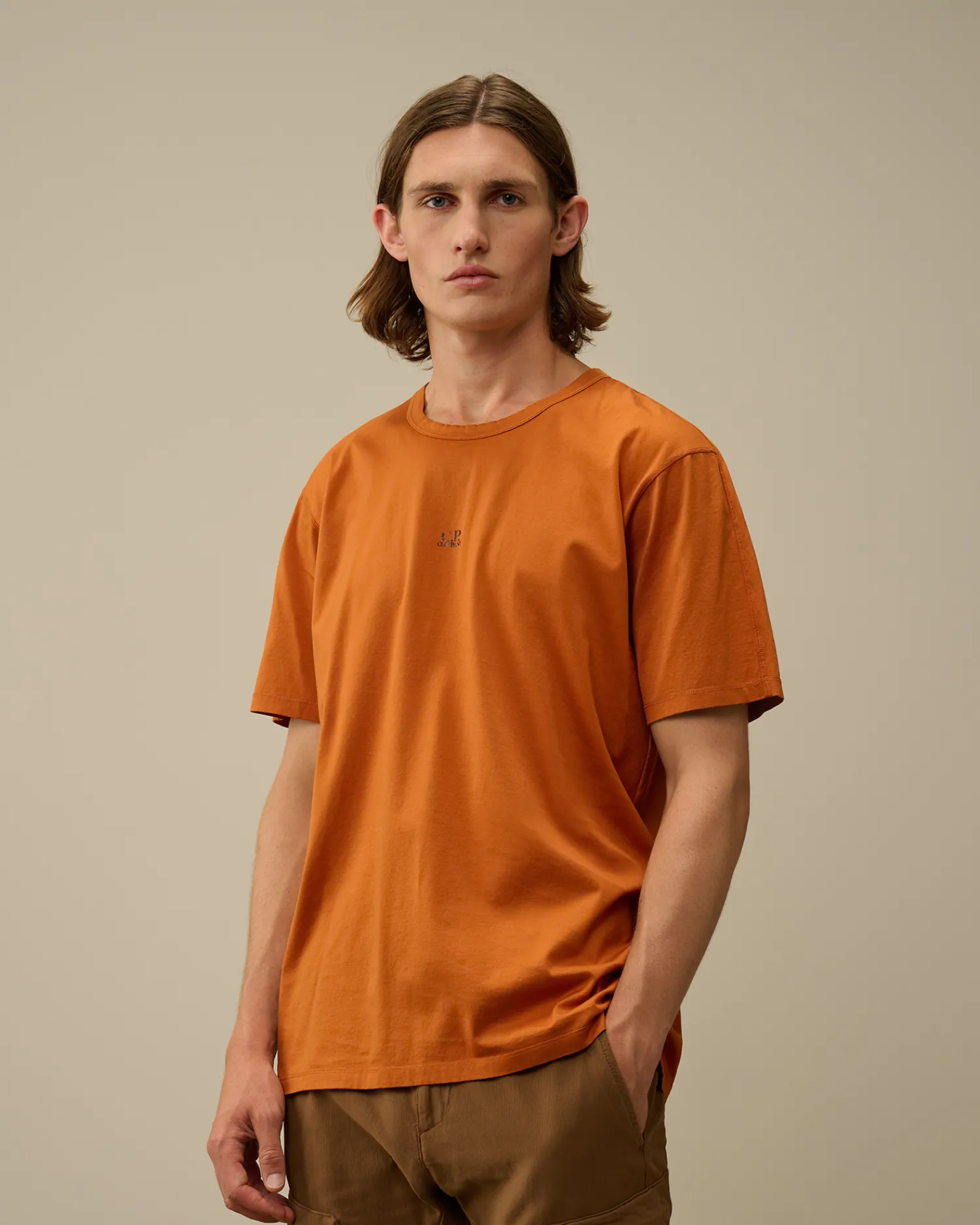 C.P. Company T-shirts & Polo>Mercerized 70/2 Jersey Gasato Printed Logo T-Shirt Bombay Brown