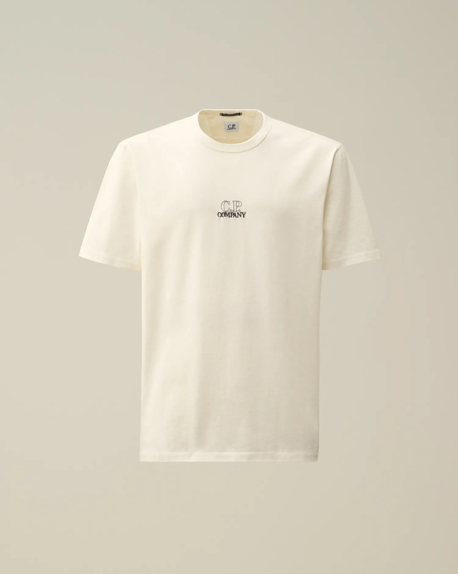 C.P. Company T-shirts & Polo>Mercerized 30/2 Jersey Twisted Logo Graphic T-Shirt Gauze White