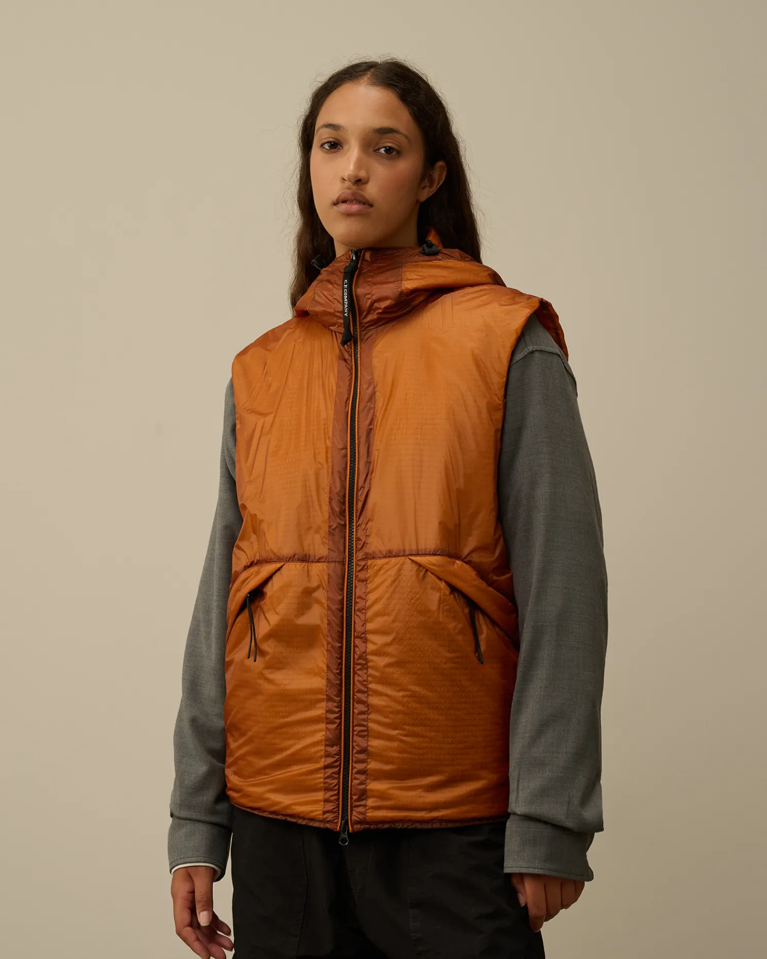 C.P. Company Giacche>Nada Shell Goggle Vest Bombay Brown