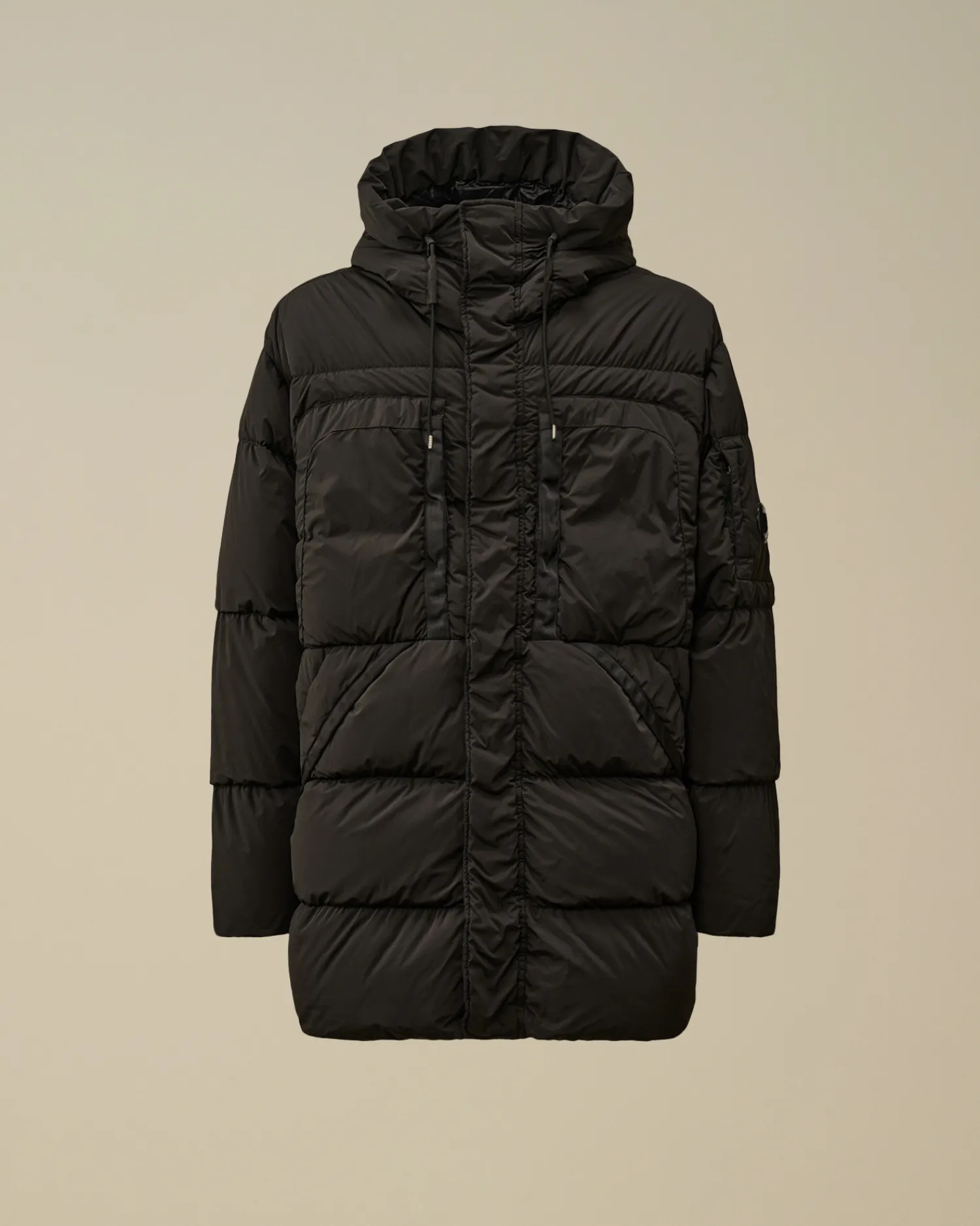 C.P. Company Giacche>Nycra-R Hooded Long Down Jacket Black