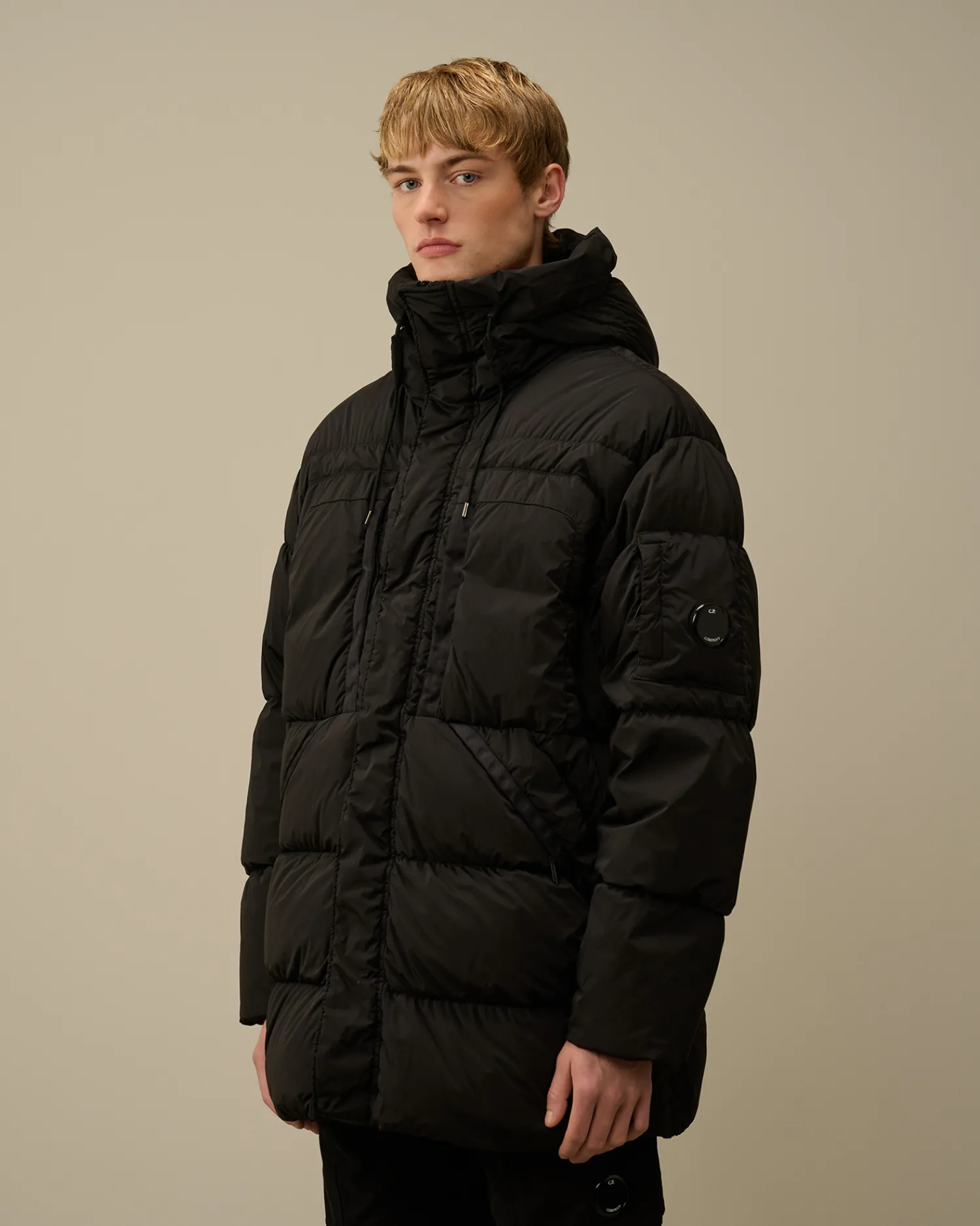 C.P. Company Giacche>Nycra-R Hooded Long Down Jacket Black