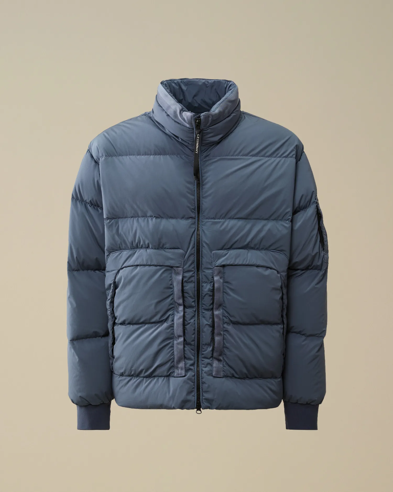 C.P. Company Giacche>Nycra-R Short Down Jacket Flint Stone – Blue