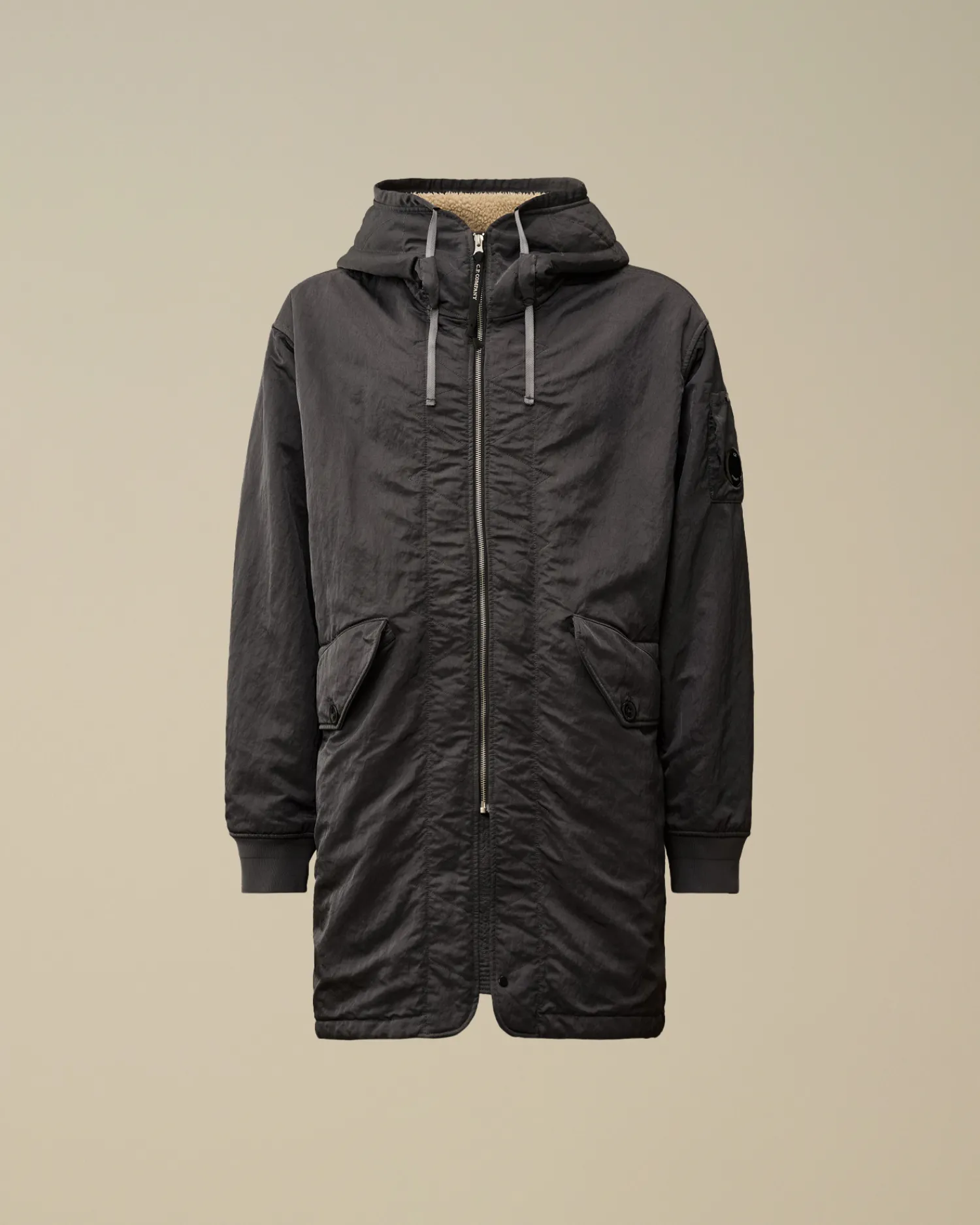 C.P. Company Giacche>Nylon B Lined Hooded Parka Black Sand