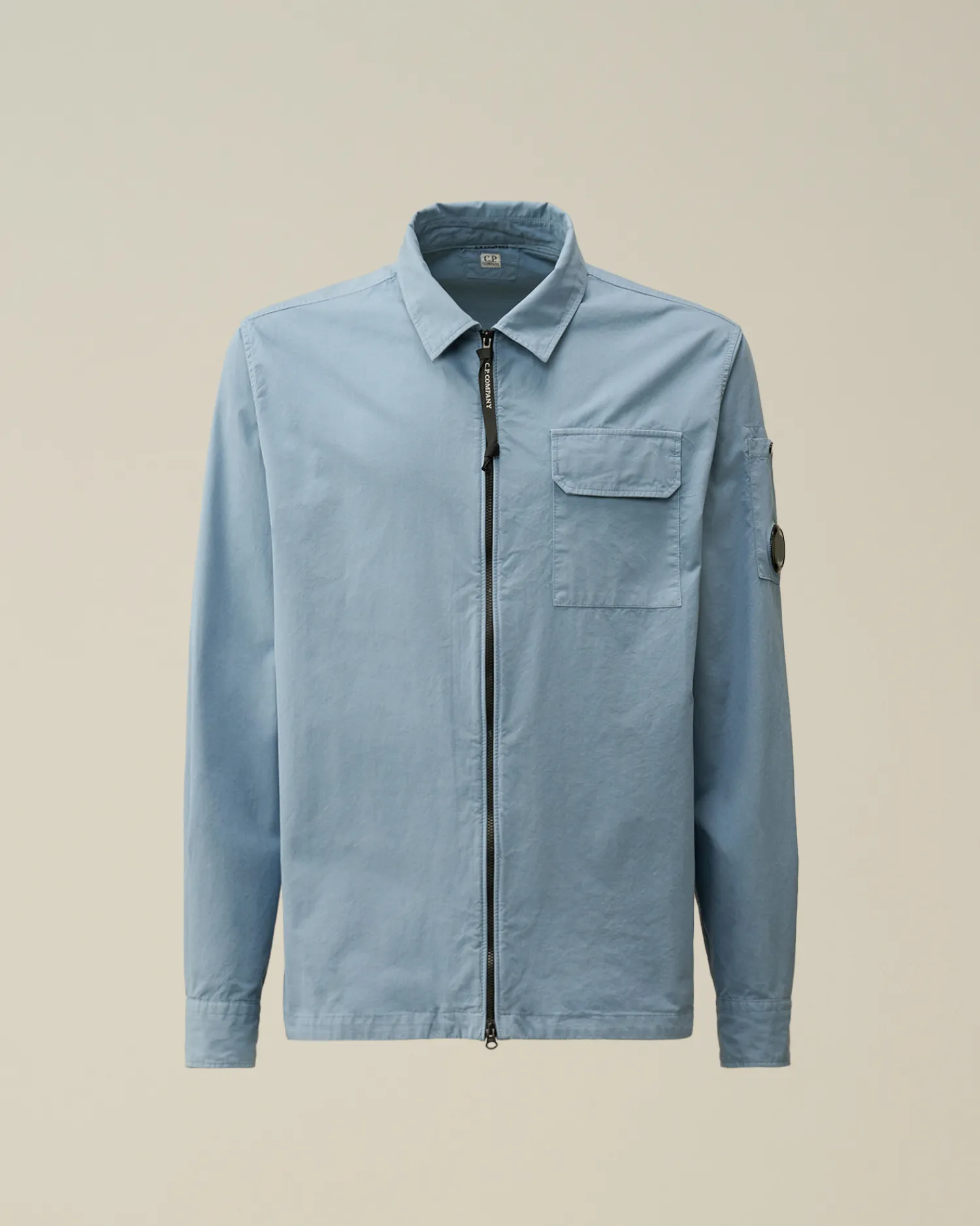 C.P. Company Overshirt>Organic Gabardine Zipped Overshirt Flint Stone – Blue