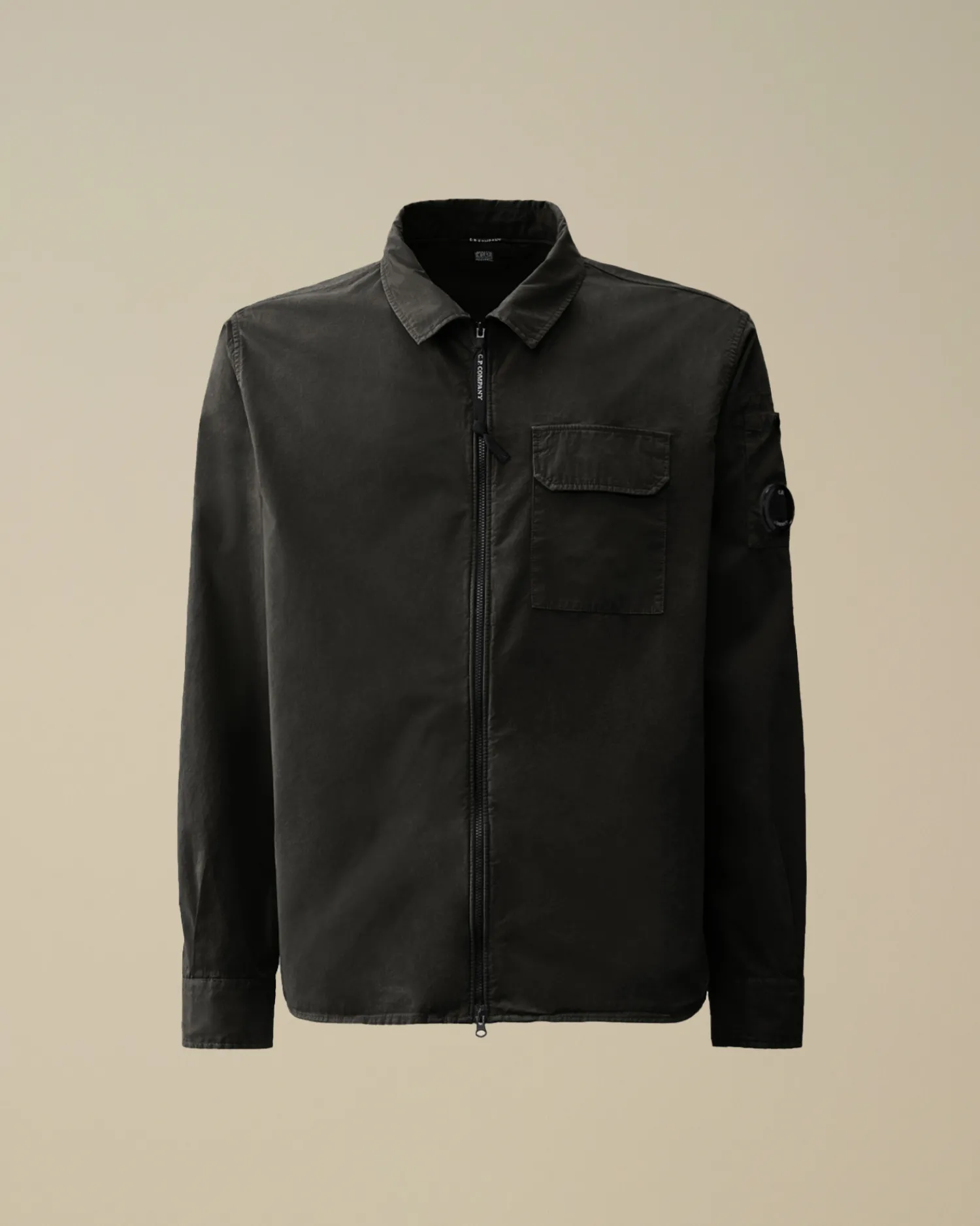 C.P. Company Overshirt>Organic Gabardine Zipped Overshirt Black