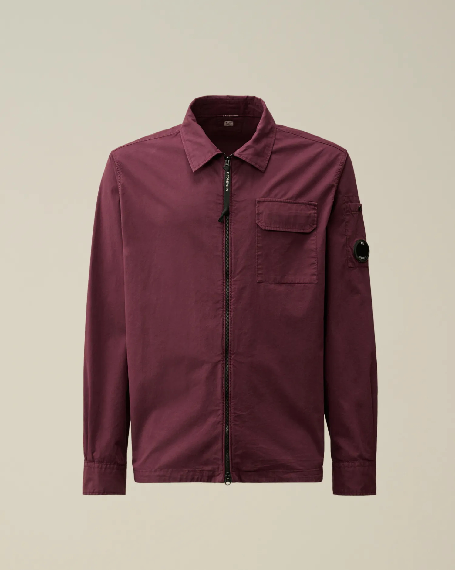 C.P. Company Overshirt>Organic Gabardine Zipped Overshirt Potent Purple