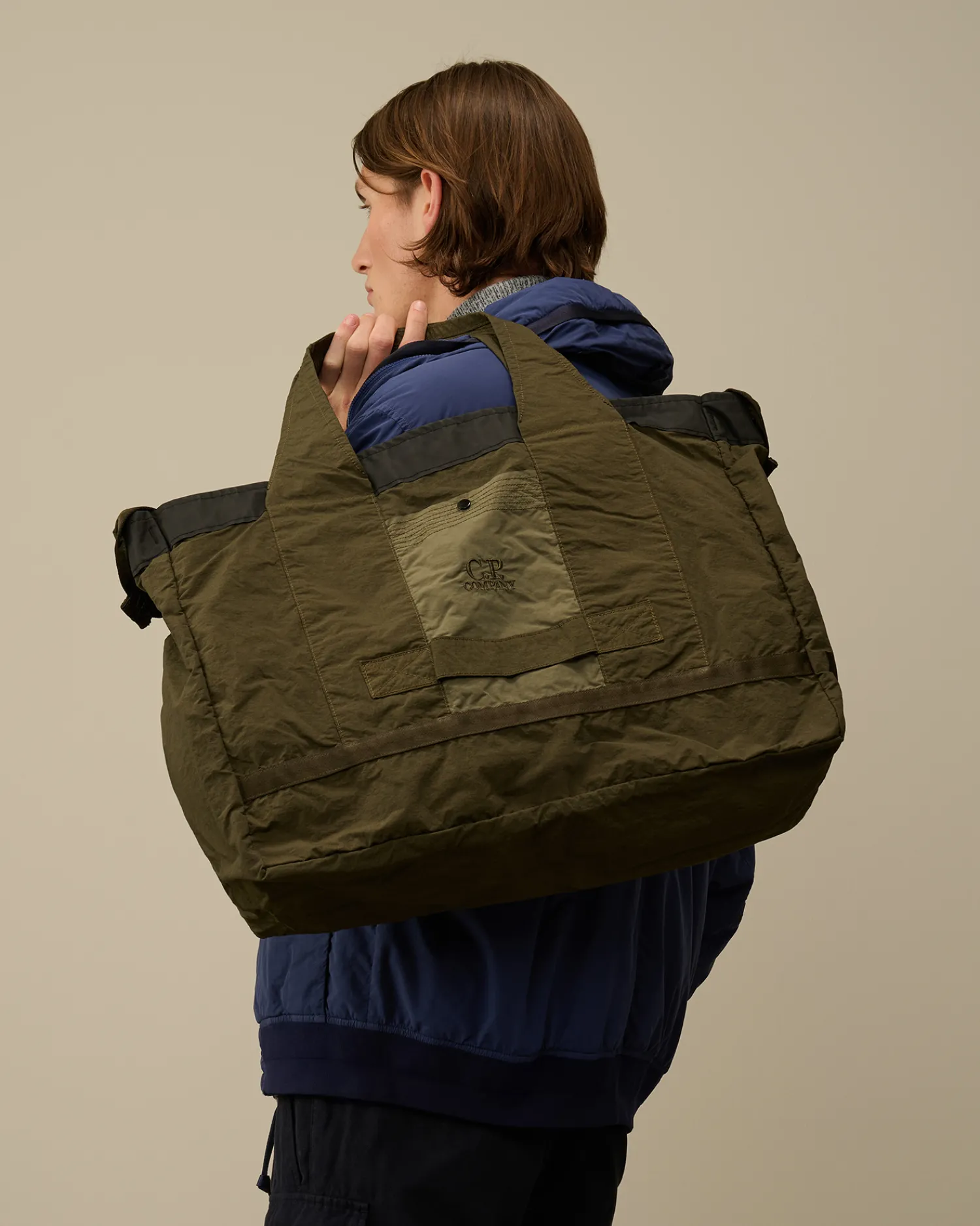 C.P. Company Zaini & Marsupi>Plain Paper Touch Duffel Bag Ivy Green