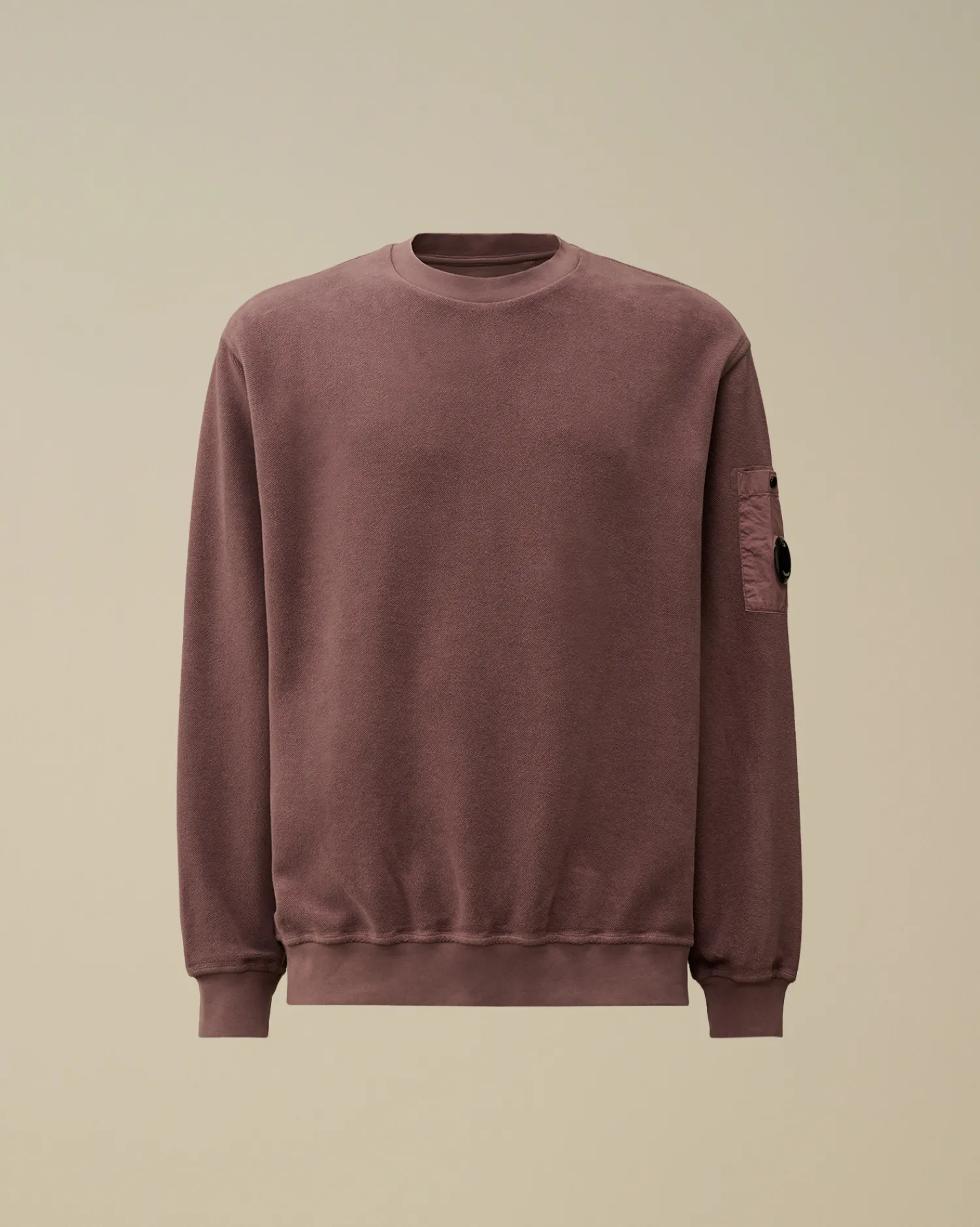 C.P. Company Felpe>Reverse Brushed & Emerized Diagonal Fleece Crewneck Sweatshirt Purple Dove