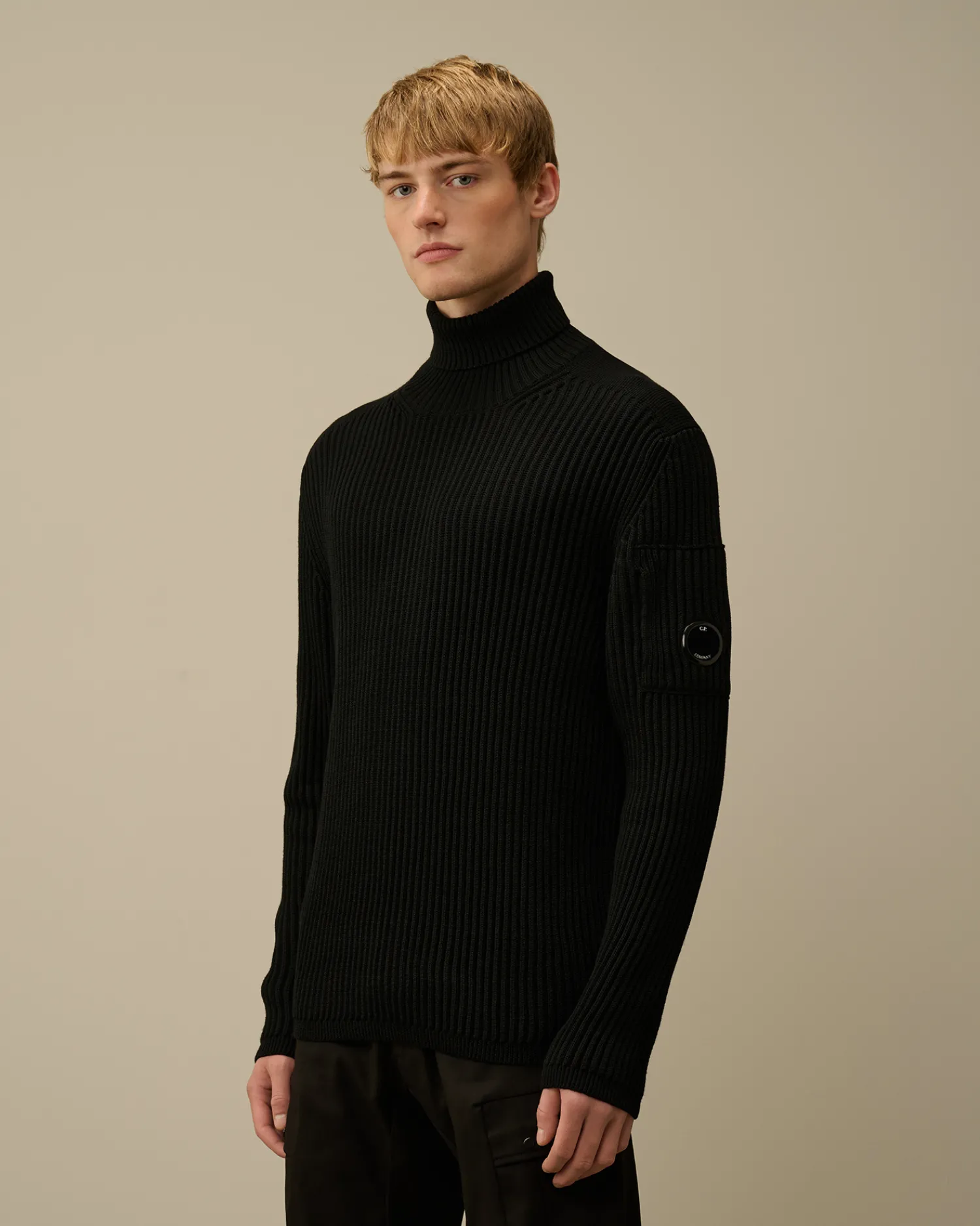 C.P. Company Maglieria>Re-Wool Turtleneck Knit Black