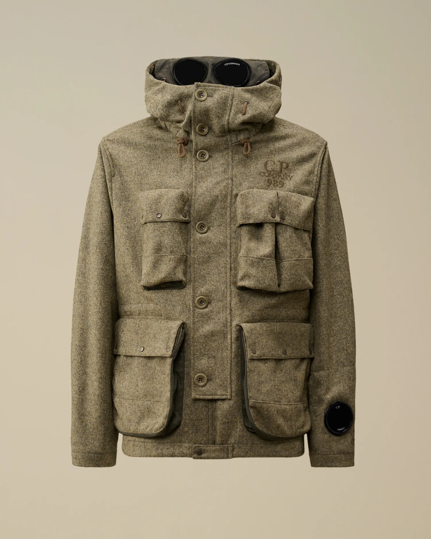 C.P. Company Giacche>Shetland Twill Mille Jacket Forest Melange – Grey